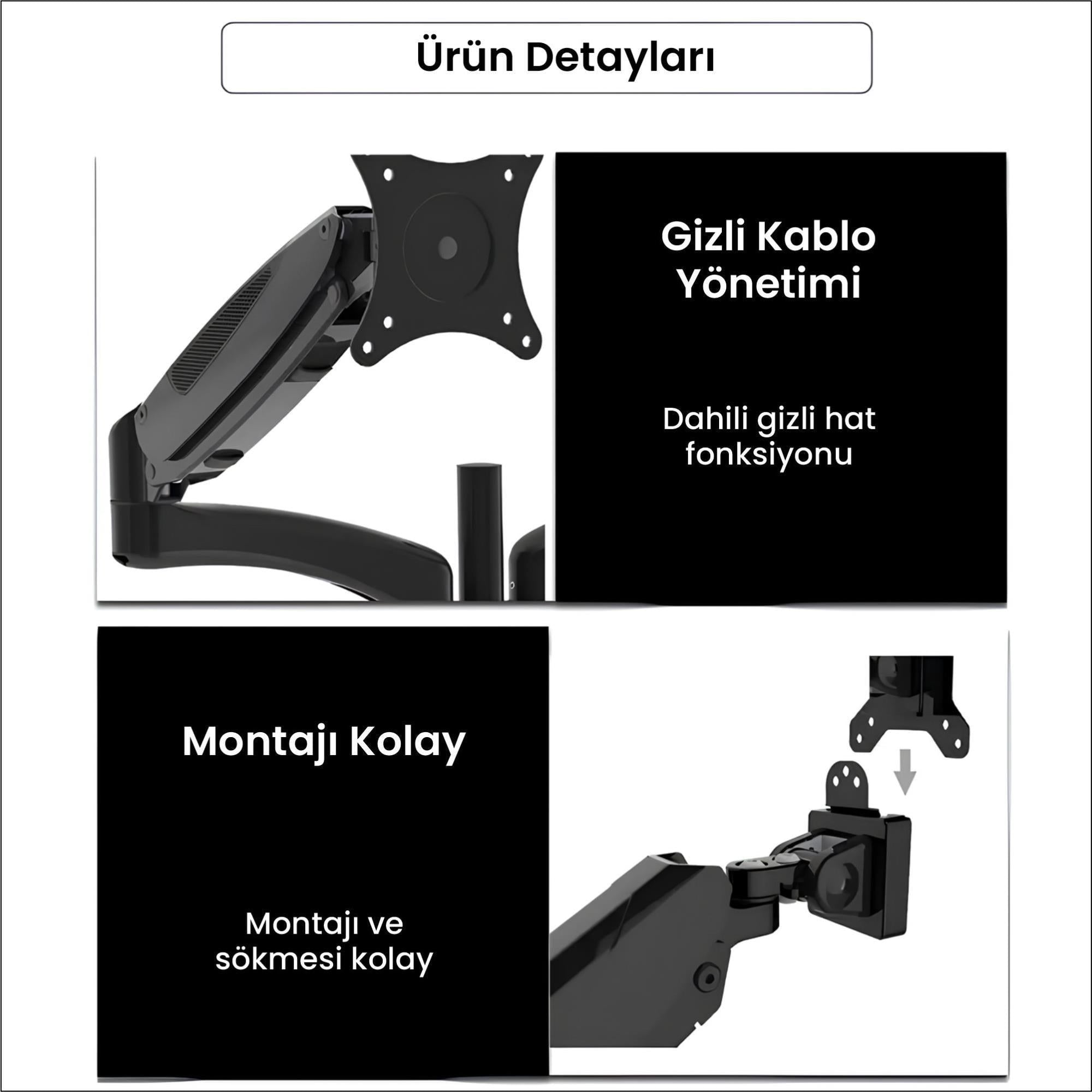 NPO STD222 Çift Kol Monitör Tutucu - Beyaz