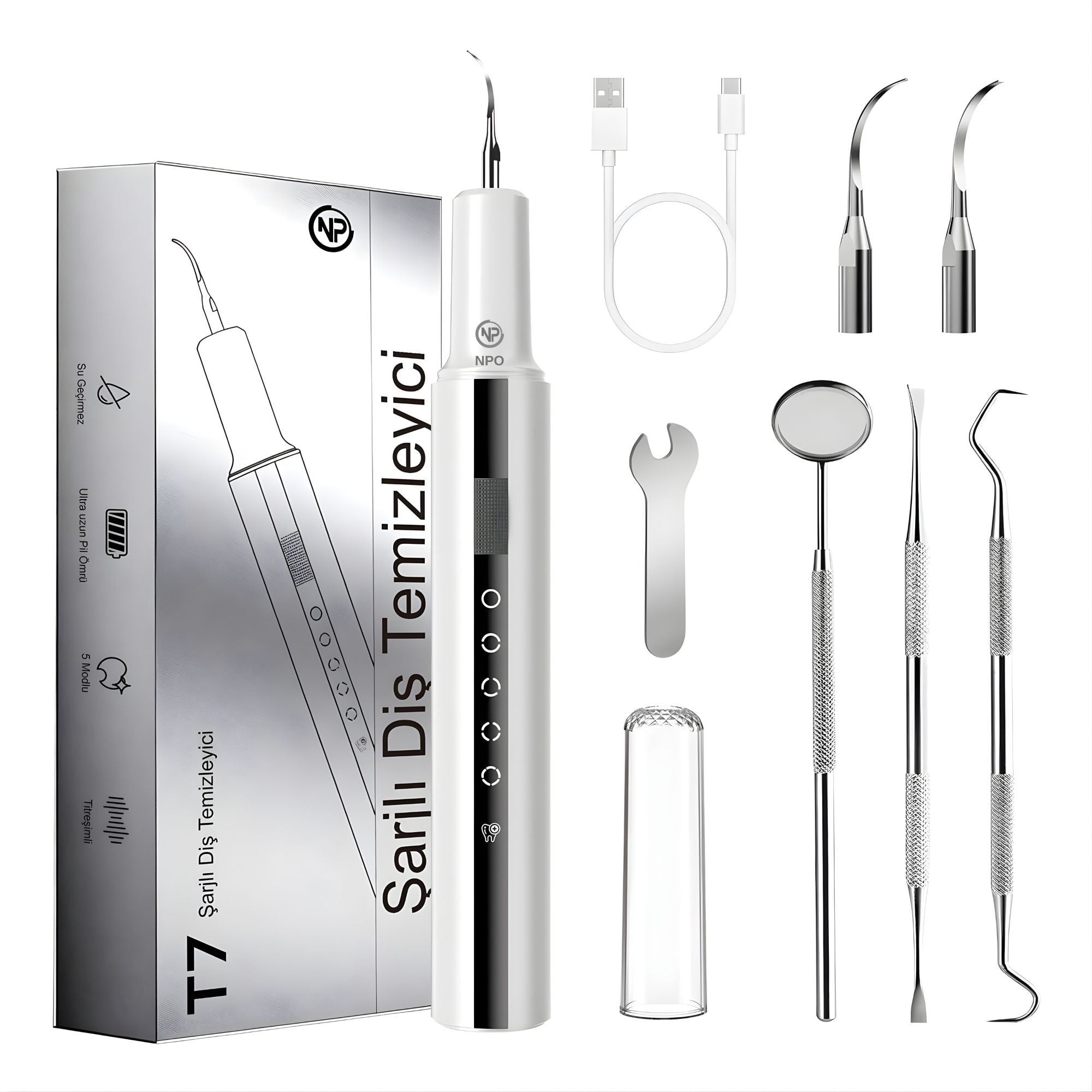 NPO T7 Smart 5 Modlu Ultrasonic Diş Beyazlatma Tartar Plak Diş Taşı Temizleme Cihazı