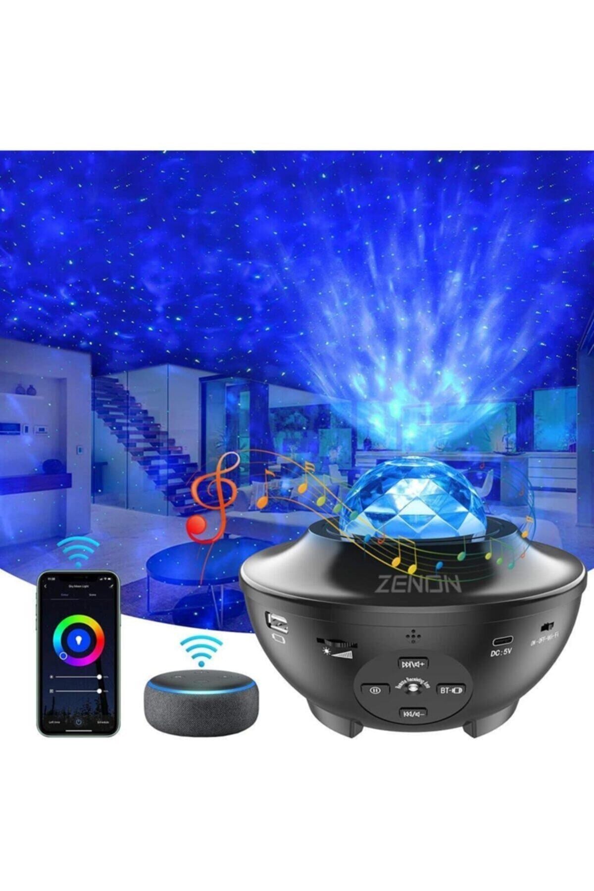 Npo Telefon Uygulamalı Akıllı Starry Projektör Hoparlör Bluetooth Usb Parti Lambası Btk10