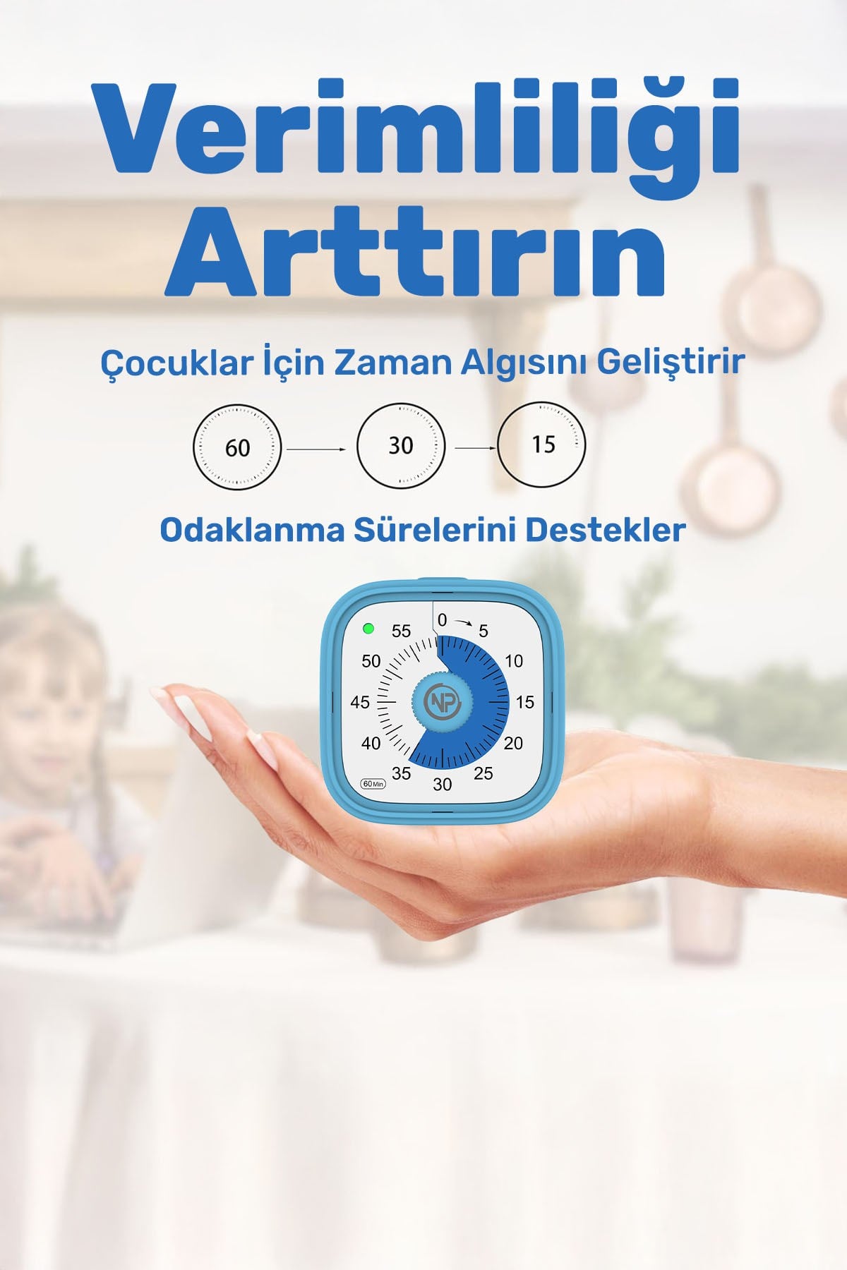 NPT31M Mutfak,Ders,Yemek için 60dk Analog Alarm Zamanlayıcı,Pomodoro Öğrenci Motivasyon Saati