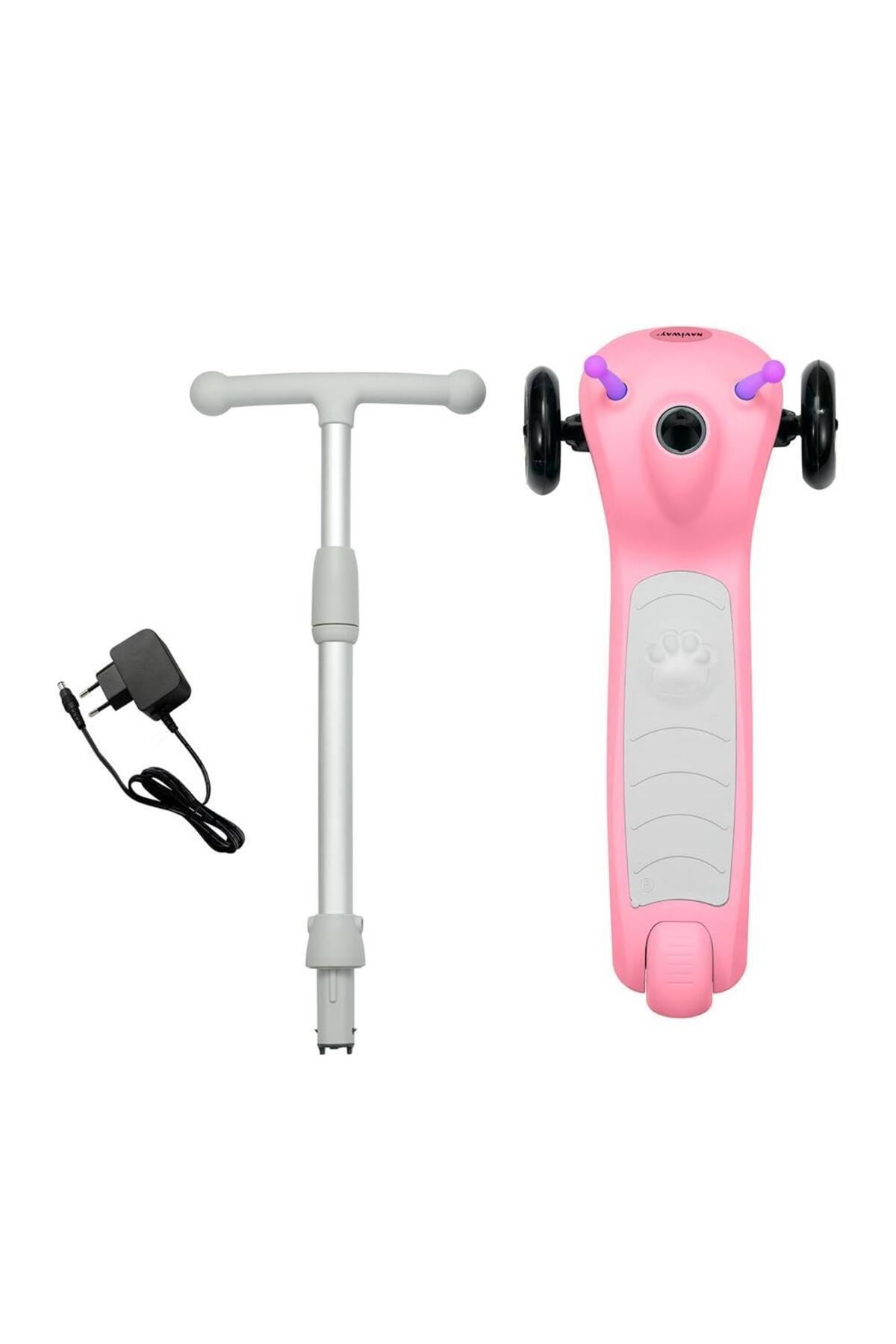 NS-05 Pembe 6km-h 100w LG Bataryalı Taşınabilir Elektrikli Çocuk Scooter