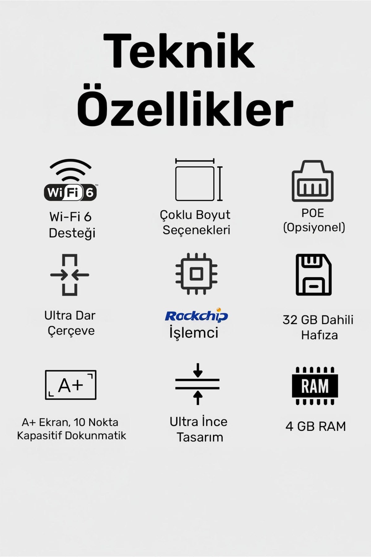NW3299T 32'' Full HD 4/64GB Android Dokunmatik Dijital Aile Takvimi Smart Led Ekran