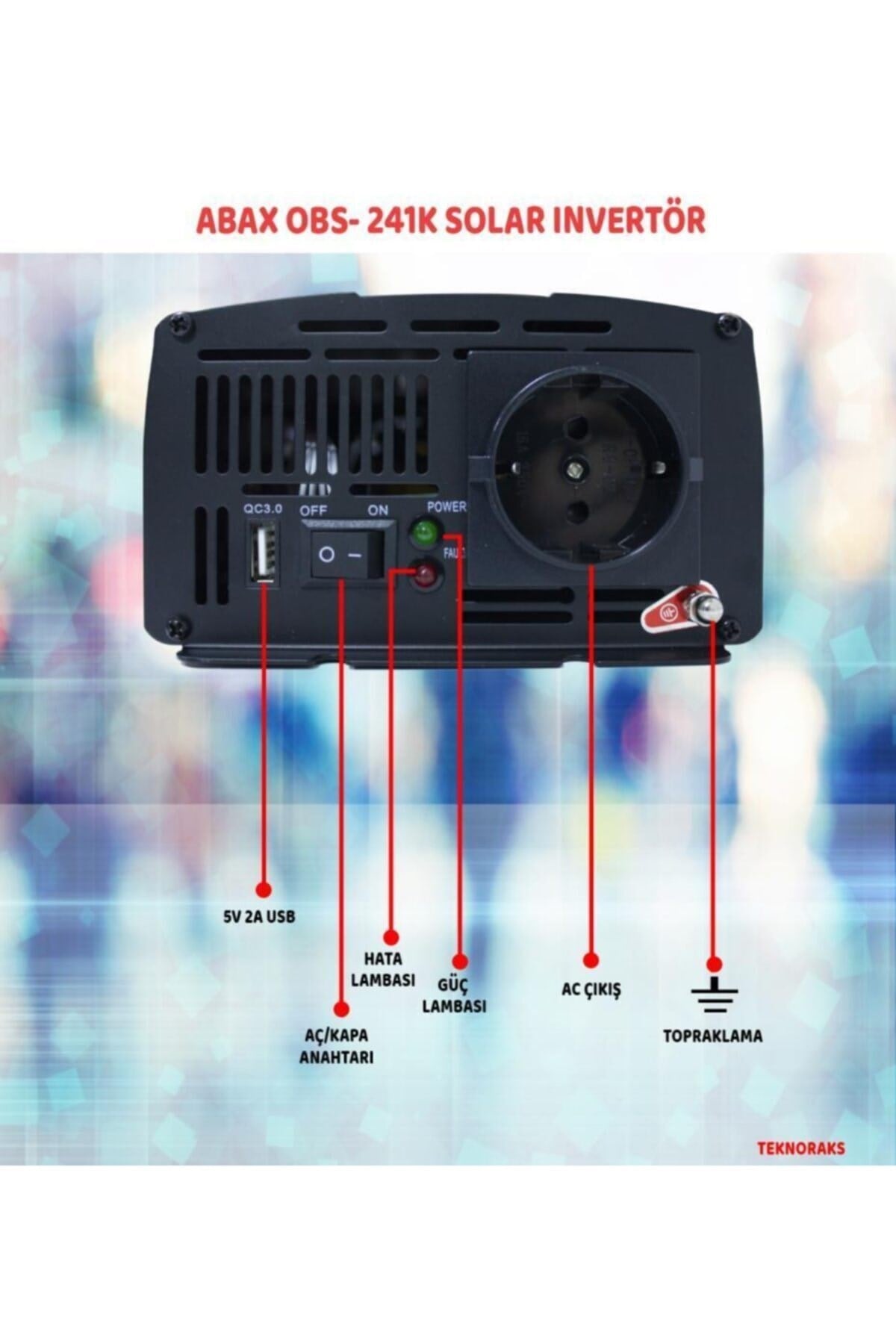 Obs-241k 24v-1000w Tek Priz/led Göstergeli Tam Sinüs Invertör