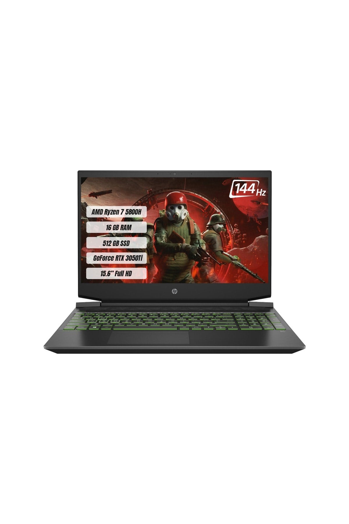 Pavilion AMD Ryzen 7 5800H 16GB RTX3050Ti 512GB SSD 144Hz 15.6” Freedos Gaming Notebook 68N67EA