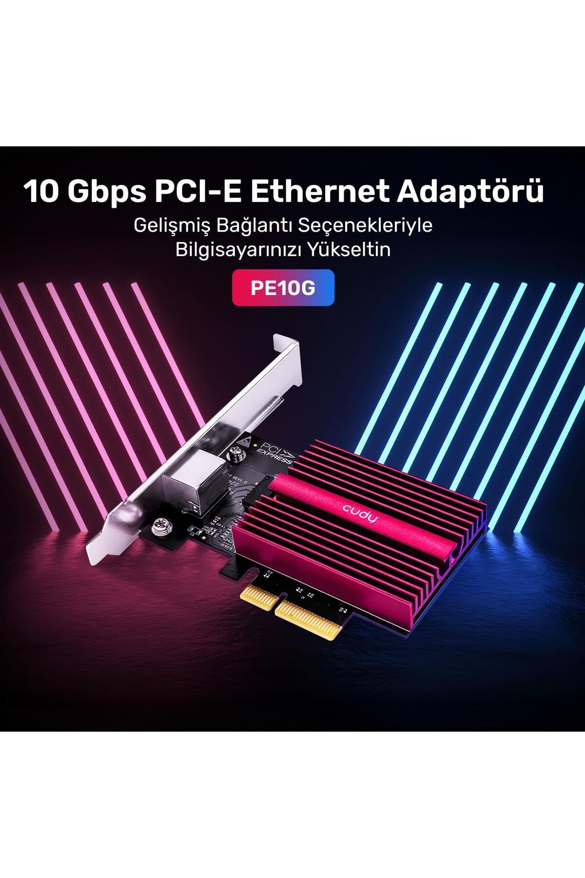 PE10G WOL 10.000Mbps Multi-Gigabit PCI Express Ethernet Ağ Kartı