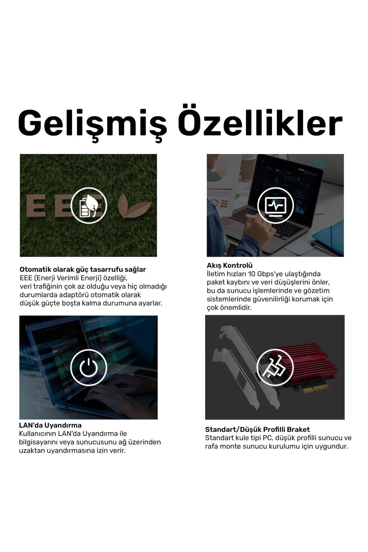 PE10G WOL 10.000Mbps Multi-Gigabit PCI Express Ethernet Ağ Kartı