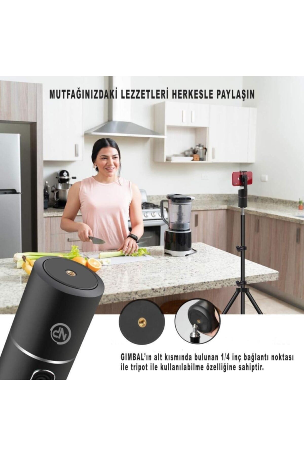 Phpro-B Akıllı 360° Yüz ve Vücut Takipli Şarjlı Yapay Zeka Destekli Telefon Gimbalı