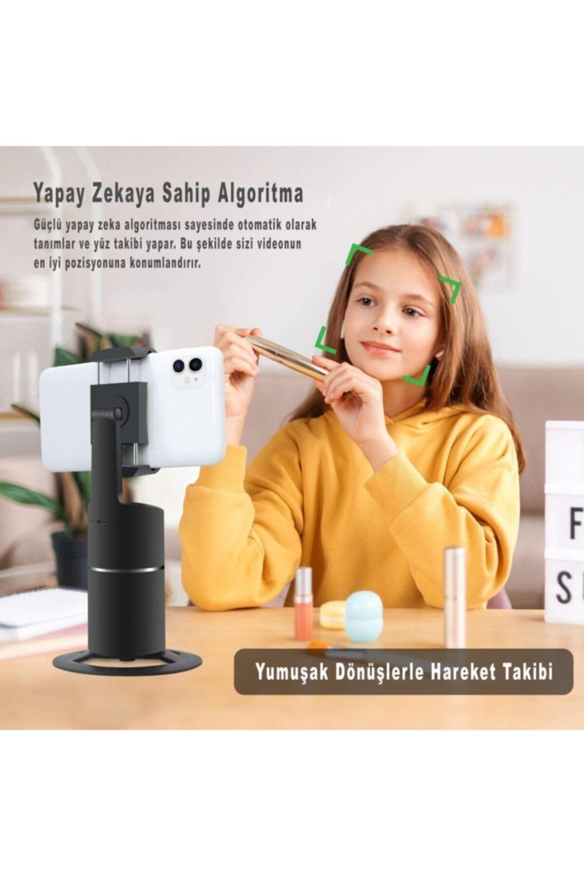 Phpro-B Akıllı 360° Yüz ve Vücut Takipli Şarjlı Yapay Zeka Destekli Telefon Gimbalı