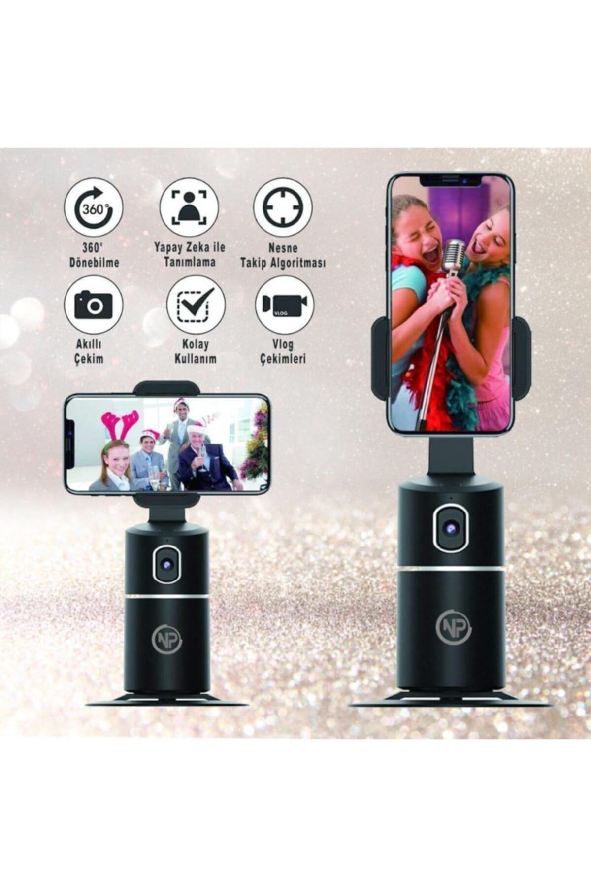 Phpro-B Akıllı 360° Yüz ve Vücut Takipli Şarjlı Yapay Zeka Destekli Telefon Gimbalı