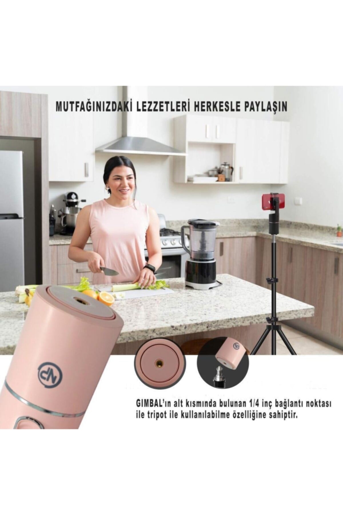 Phpro-p Akıllı 360° Yüz Ve Vucut Takipli Şarjlı Yapay Zeka Destekli Canlı Yayın Telefon Gimbalı