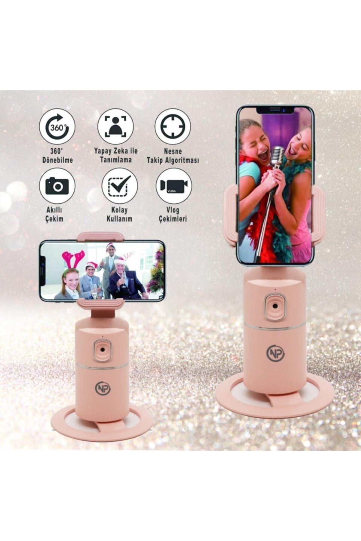 Phpro-p Akıllı 360° Yüz Ve Vucut Takipli Şarjlı Yapay Zeka Destekli Canlı Yayın Telefon Gimbalı