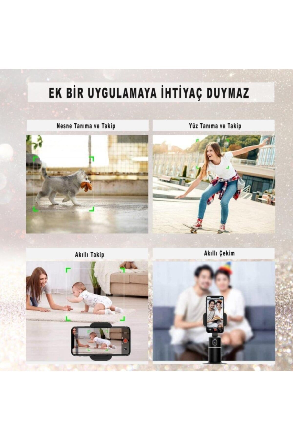 Phpro-p Akıllı 360° Yüz Ve Vucut Takipli Şarjlı Yapay Zeka Destekli Canlı Yayın Telefon Gimbalı