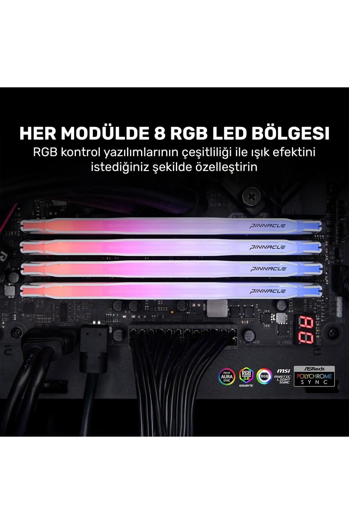 Pinnacle PKMD4U32C16CHW32G 32GB DDR4 3200Mhz 2Rx8 CL16 RGB Masaüstü Ram