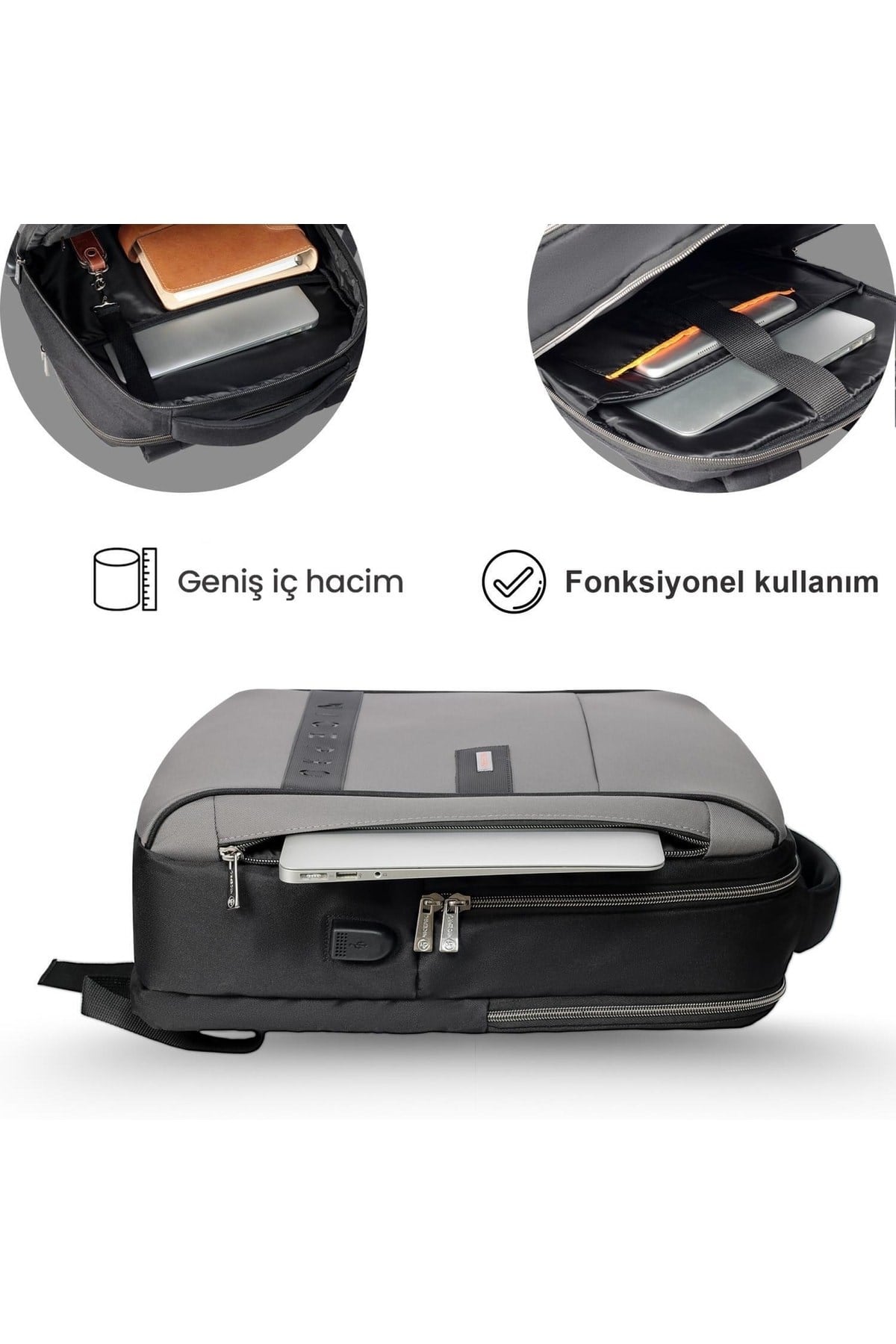 Prestige Smart Notebook Sırt Çantası-gri