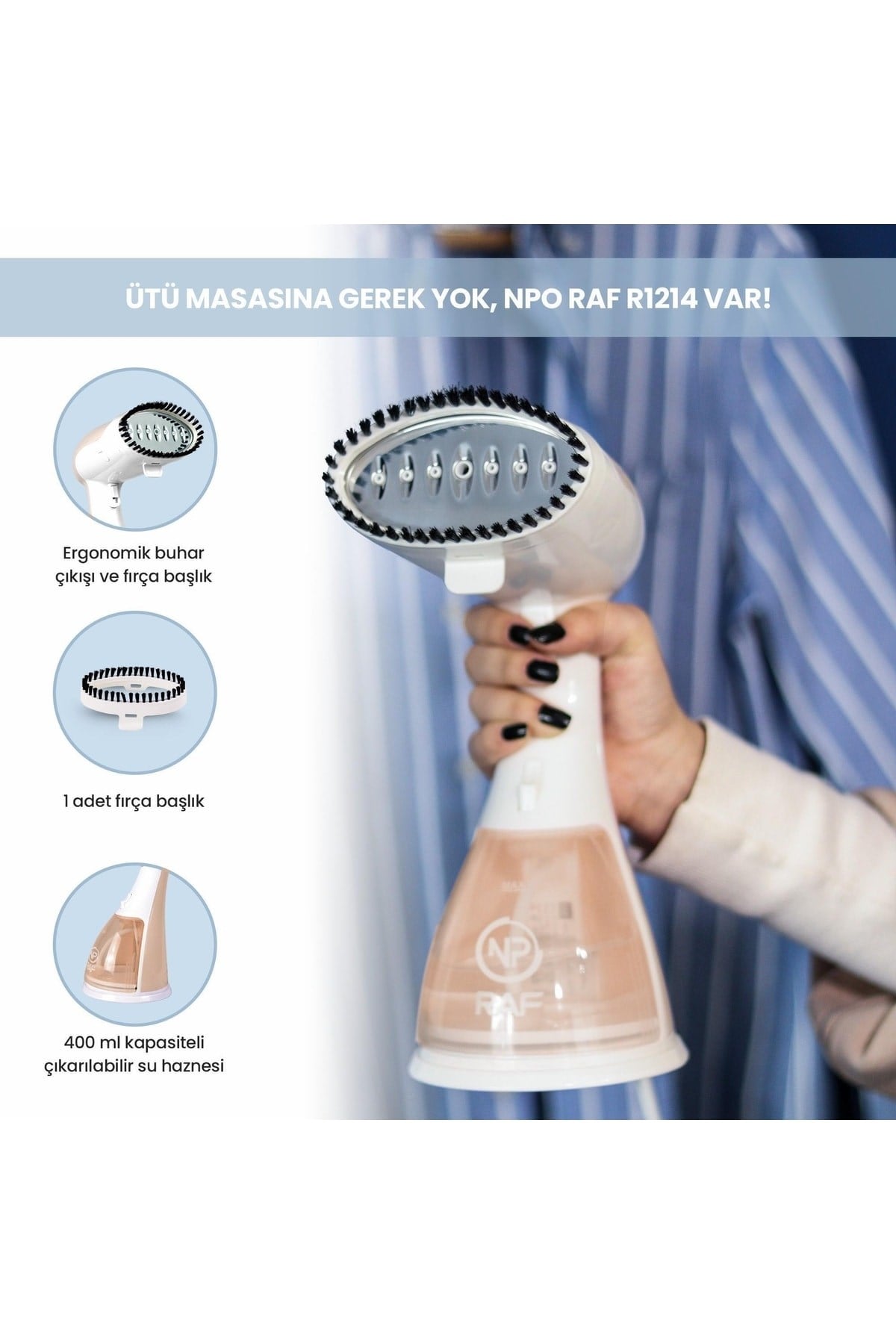 Raf R1214b Düzleştirici Ve Kırışık Giderici 1500w Çelik Başlık Taşınabilir Dikey Ütü-kahverengi