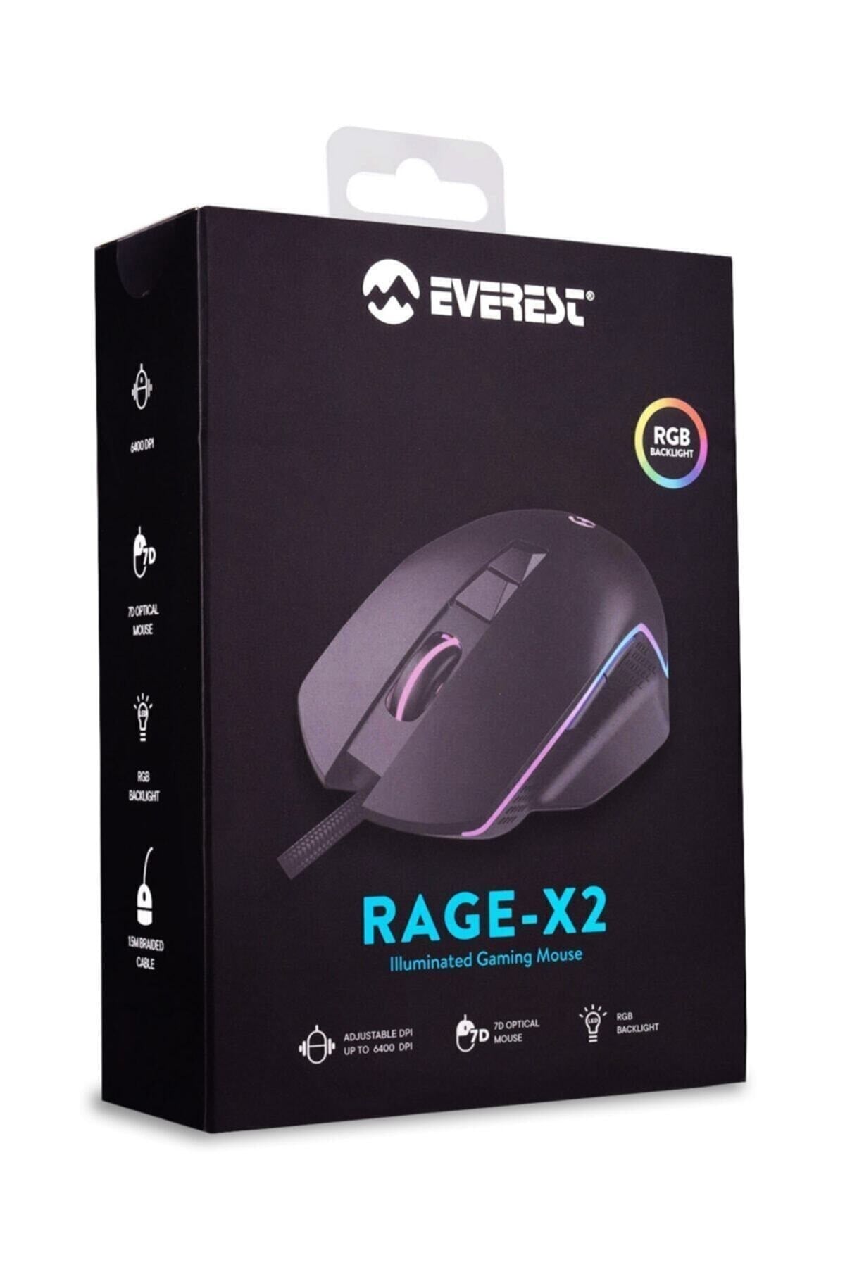 Rage-x2 Siyah 6400 Dpı Rgb Gaming Oyuncu Mouse