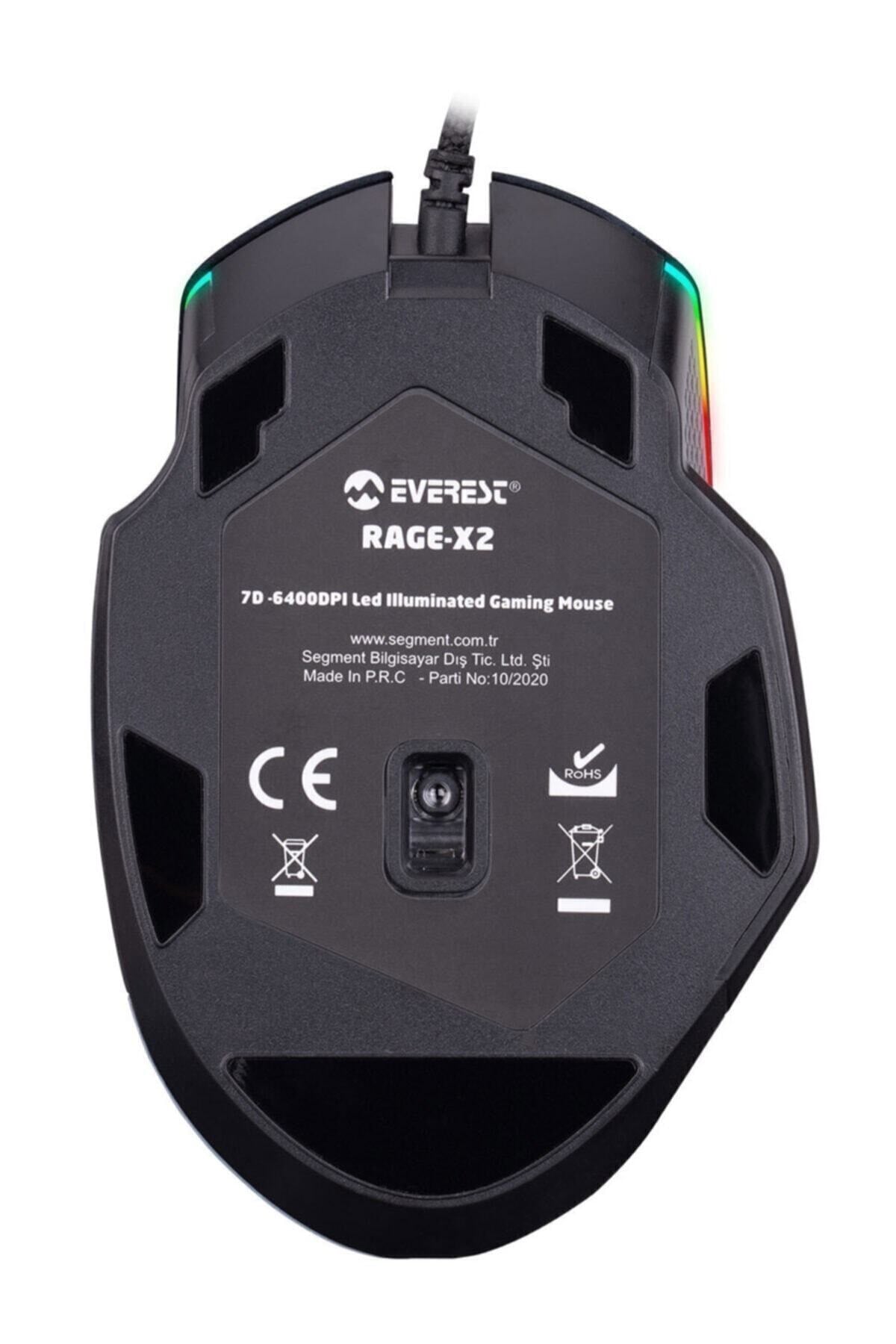 Rage-x2 Siyah 6400 Dpı Rgb Gaming Oyuncu Mouse