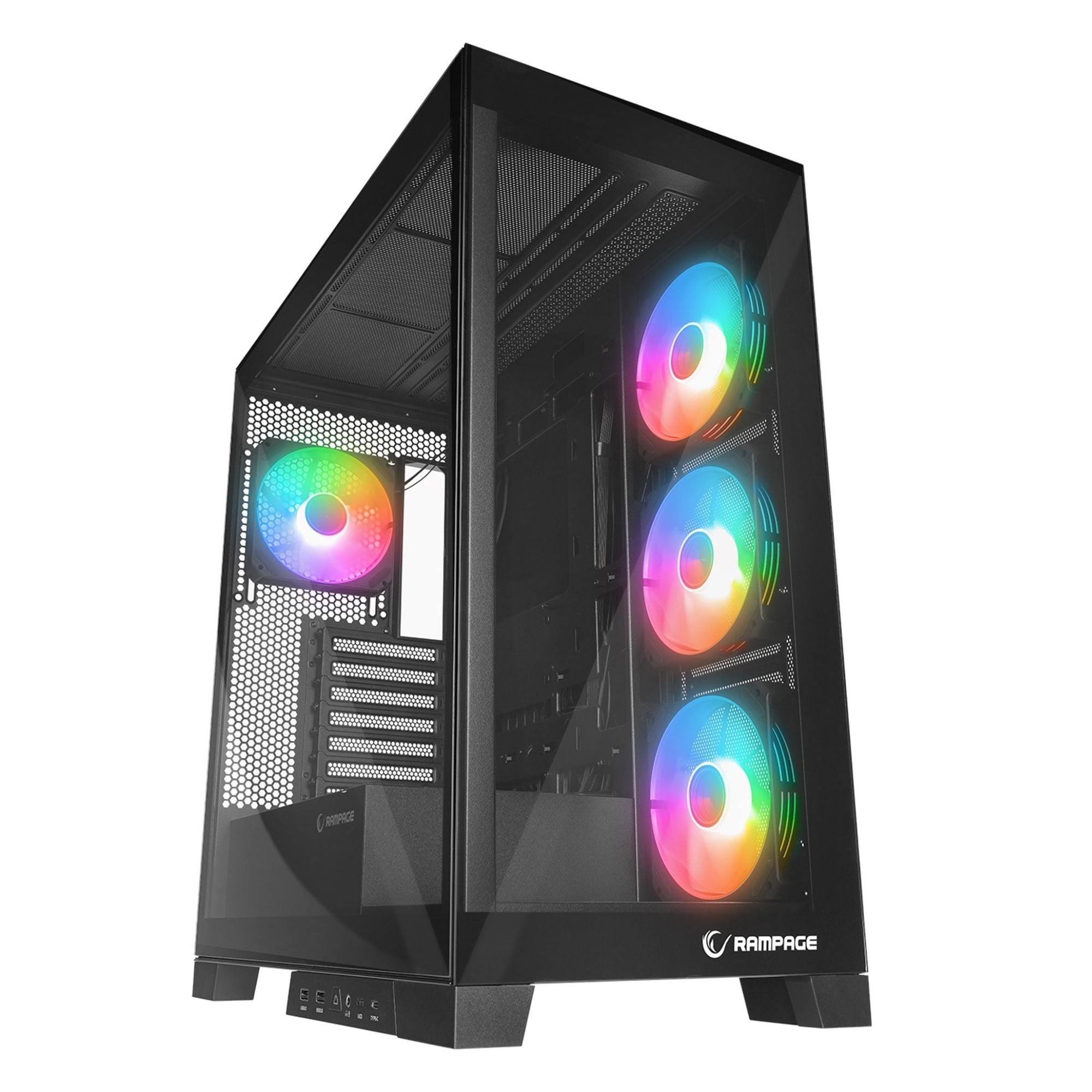 Rampage HYDRA V2 4*ARGB Fan+Hub Temperli Cam E-ATX Exclusive Siyah Oyuncu Kasası