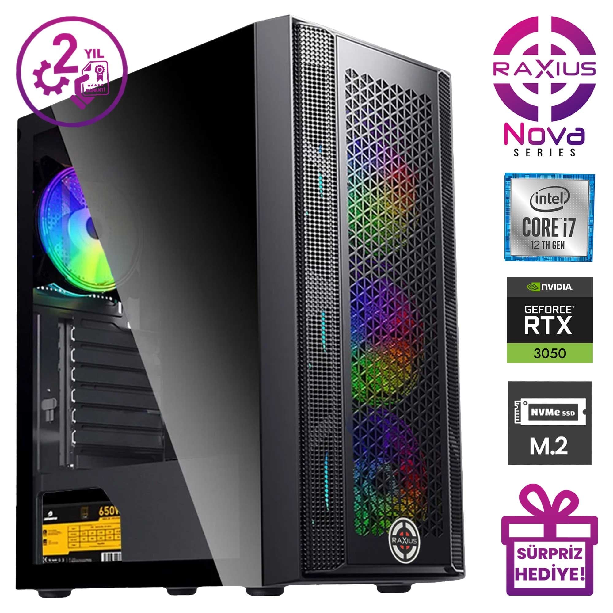 RaXius Nova G1 i7 3050-127F i7-12700F RTX3050 6 GB  Gaming Masaüstü Bilgisayar
