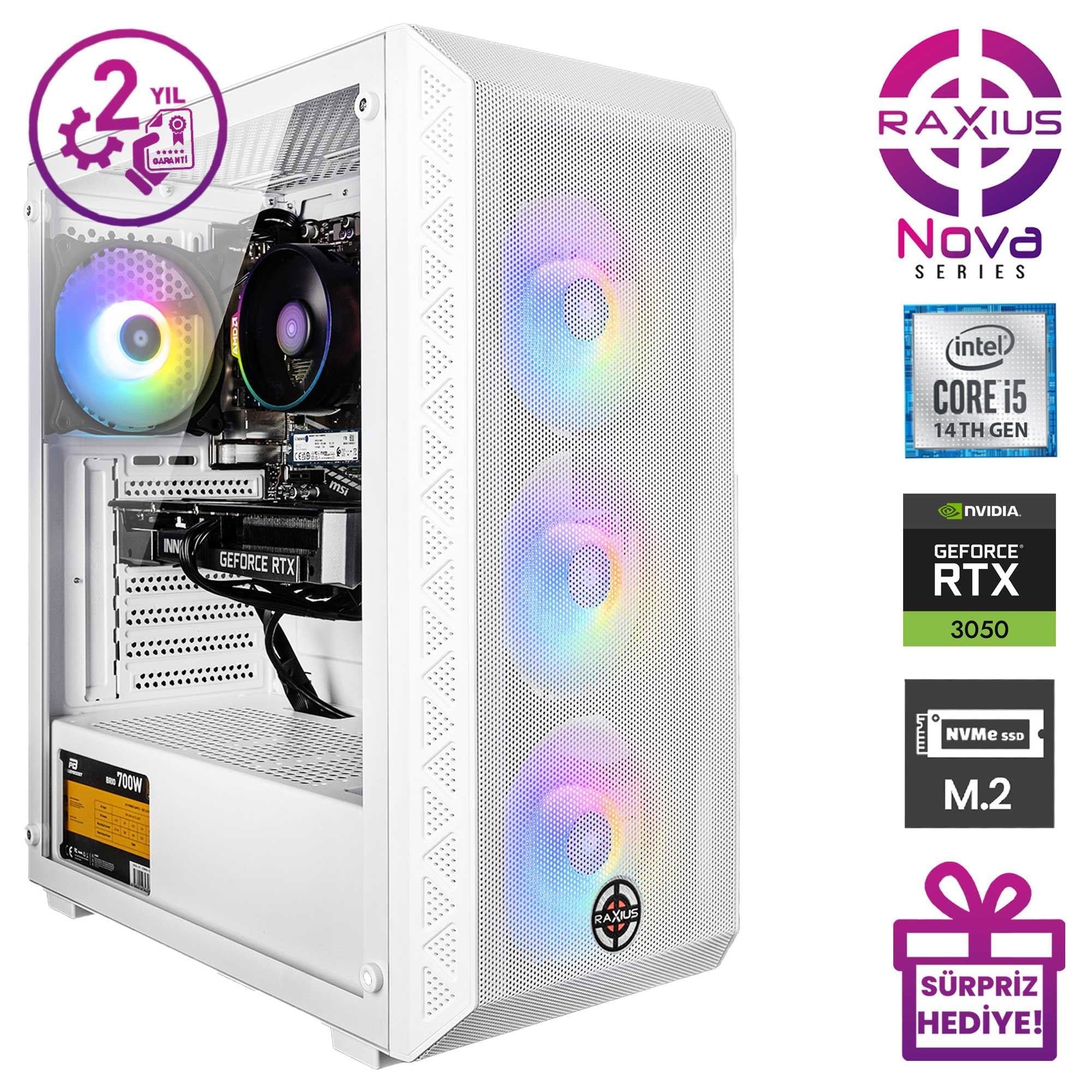 RaXius Nova G2 i5 3050-144F i5-14400F RTX3050 8 GB FreeDOS Gaming Masaüstü Bilgisayar