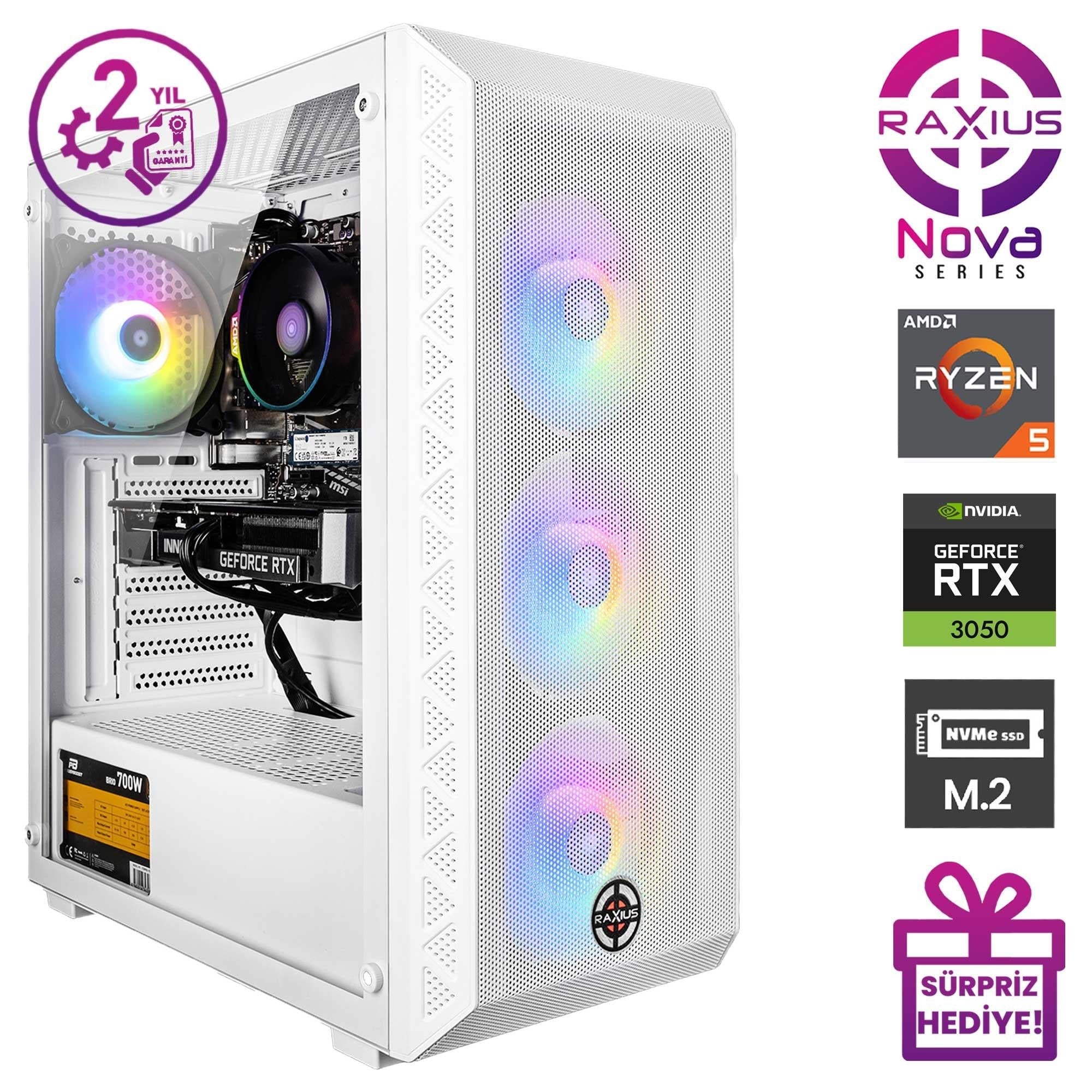 RaXius Nova G2 R5 30506G-56 Ryzen5 5600 RTX3050 6 GB Gaming Masaüstü Bilgisayar