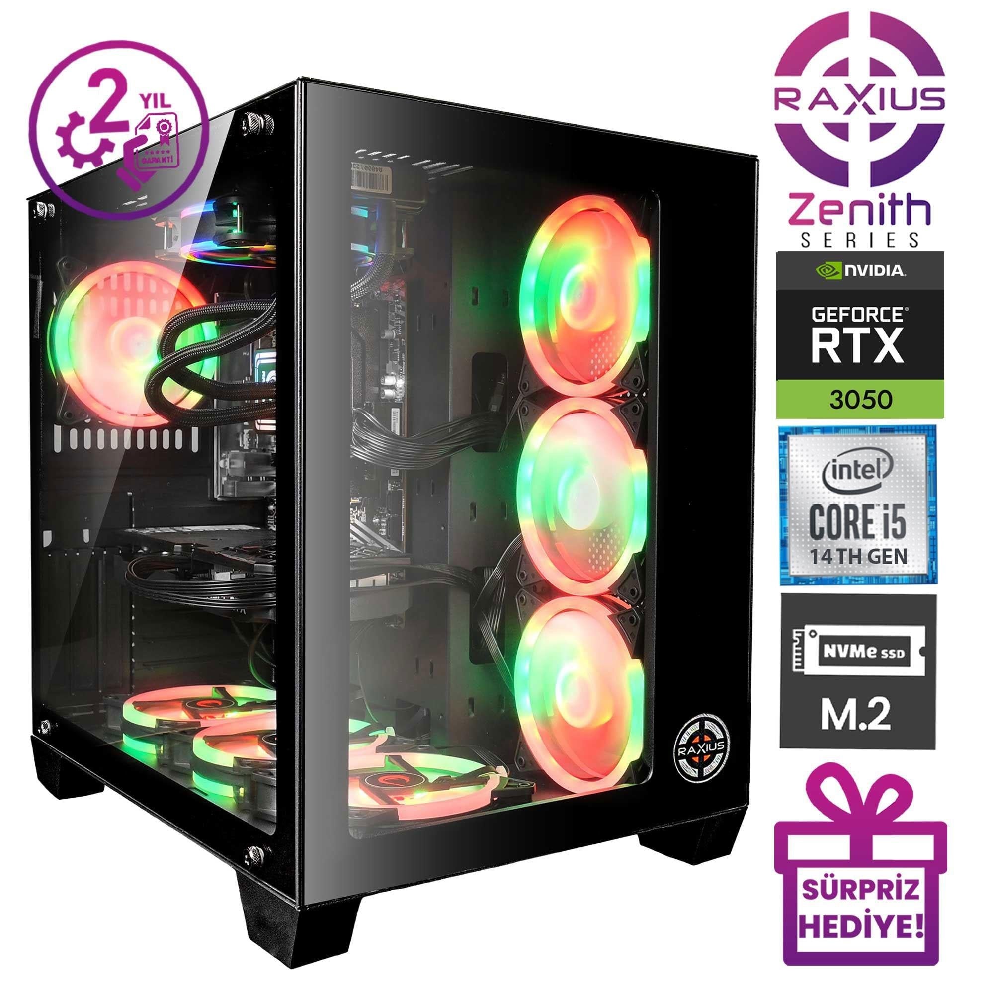 RaXius Zenith Z1 i5 3050-144F i5-14400F RTX3050 8 GB FreeDOS Gaming Masaüstü Bilgisayar