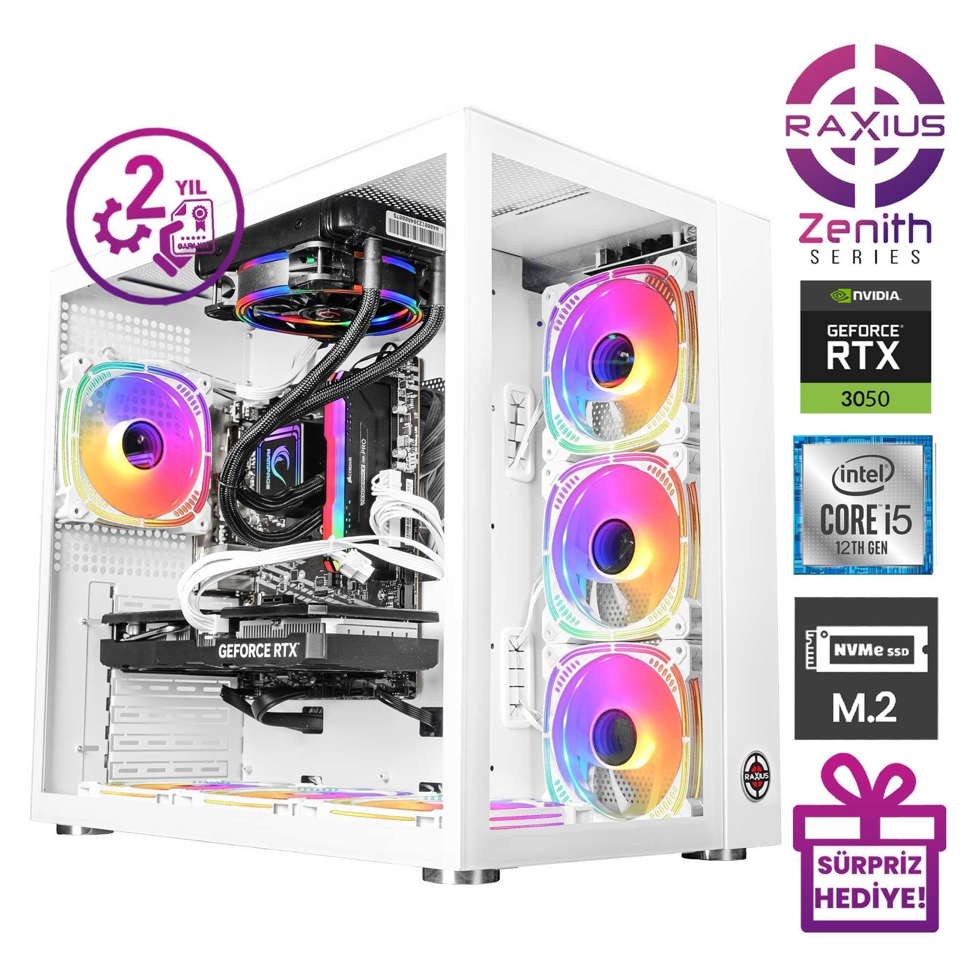 RaXius Zenith Z2 i5 3050-124 i5-12400 RTX3050 8 GB Gaming Masaüstü Bilgisayar
