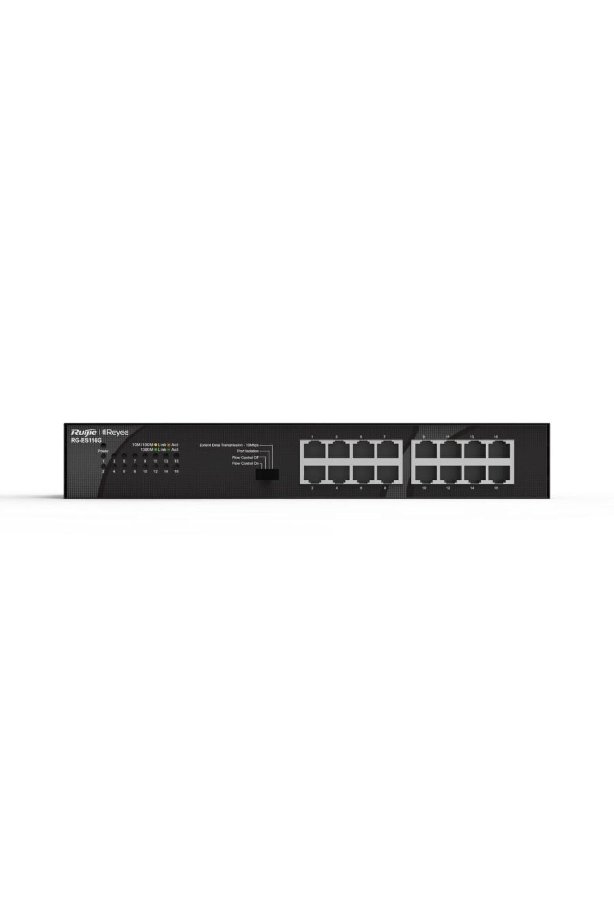 RUIJIE 16port REYEE RG-ES116G GIGABIT Yönetilemez Switch RackMount Çelik Kasa