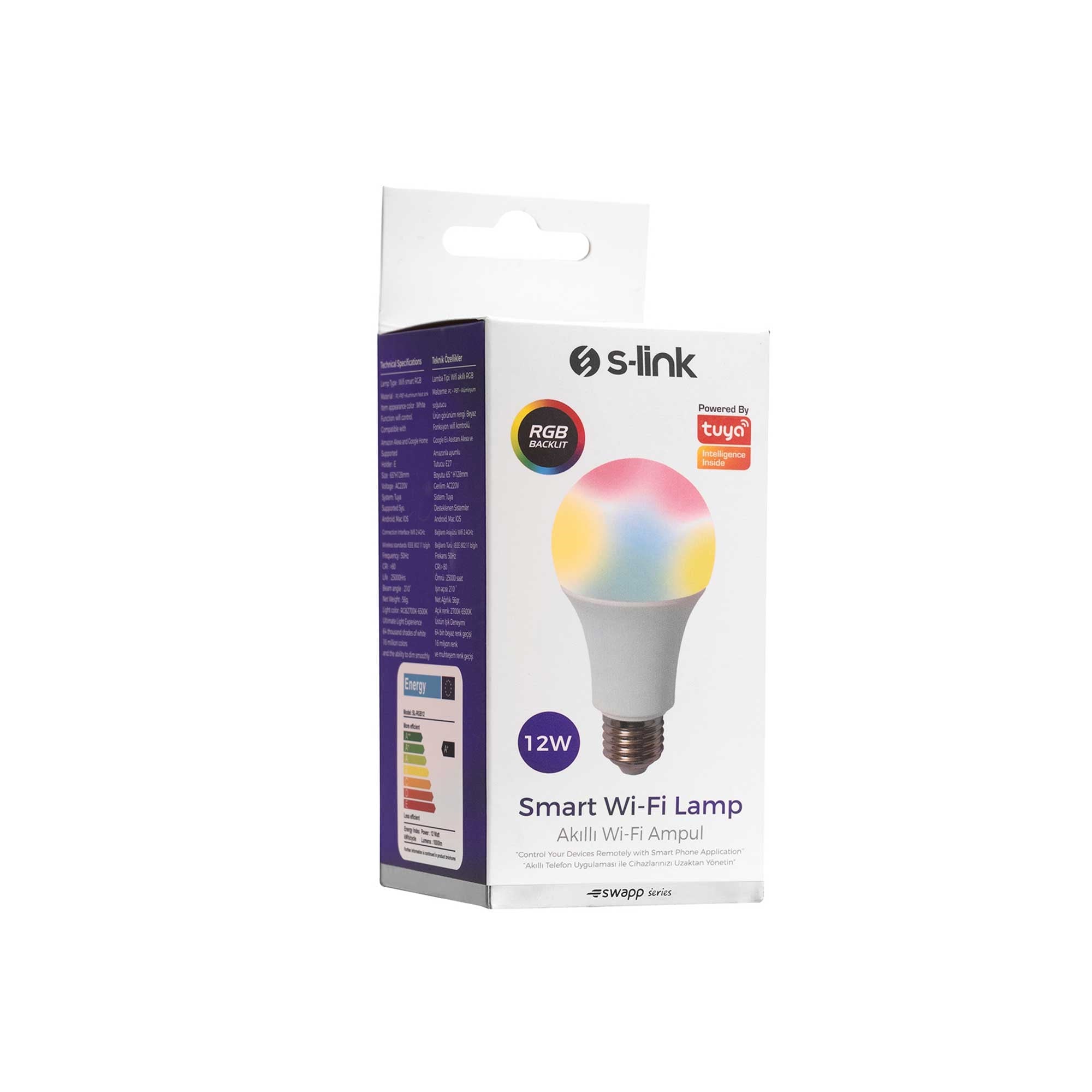 S-Link Swapp SL-RGB12 Smart/Akıllı RGB 12W 50Hz 1000lm Wifi TUYA Destekli  Lamba/Ampul