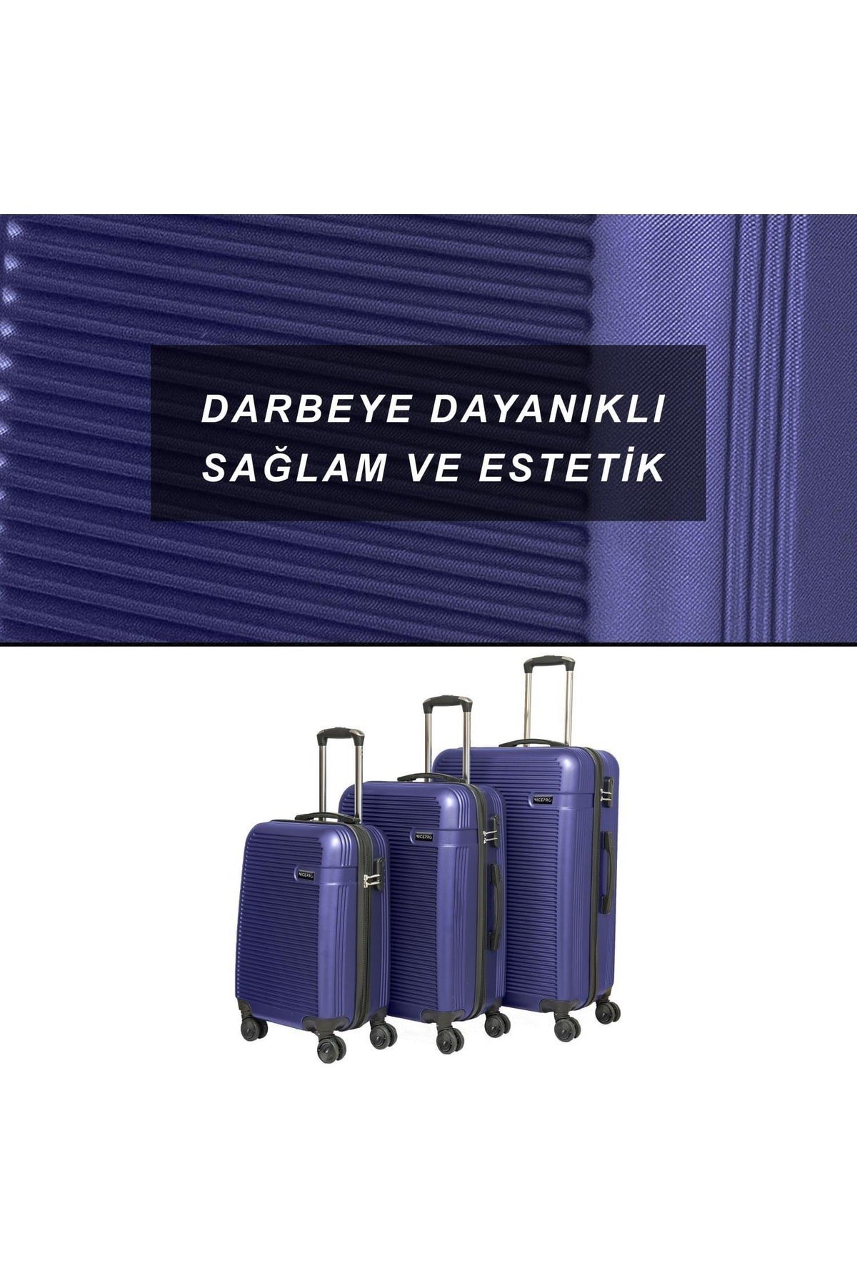 Sapphire Abs Kabin, Orta Ve Büyük Boy 3lü Kırılmaz Valiz Seti-lacivert