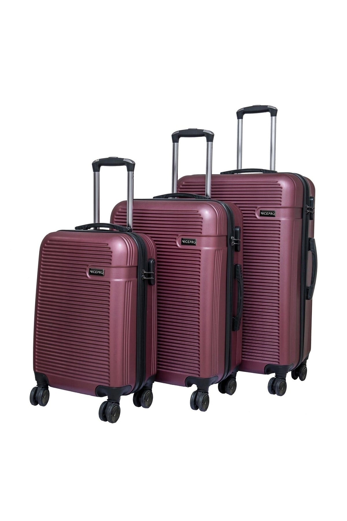 Sapphire Abs Kabin, Orta Ve Büyük Boy 3lü Kırılmaz Valiz Seti-bordo