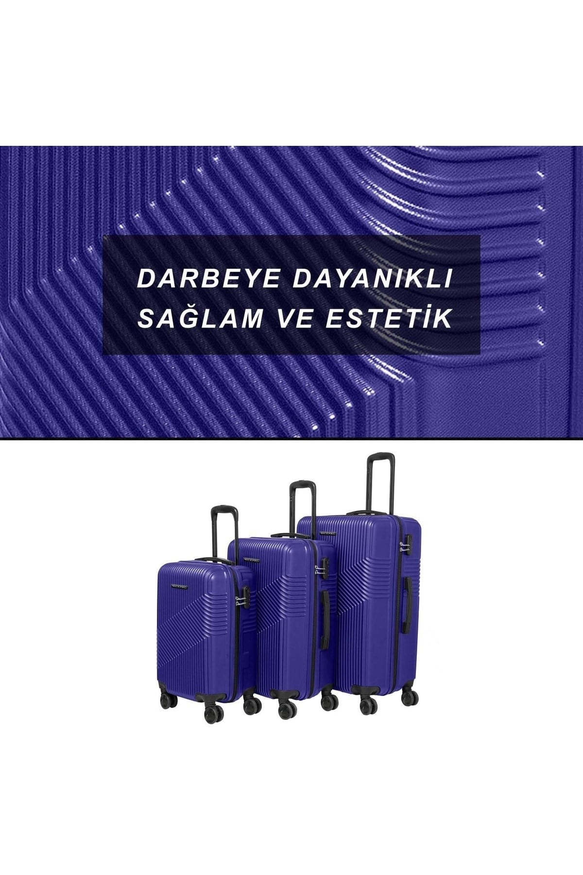 Shade Abs Kabin, Orta Ve Büyük Boy 3lü Kırılmaz Valiz Seti-lacivert