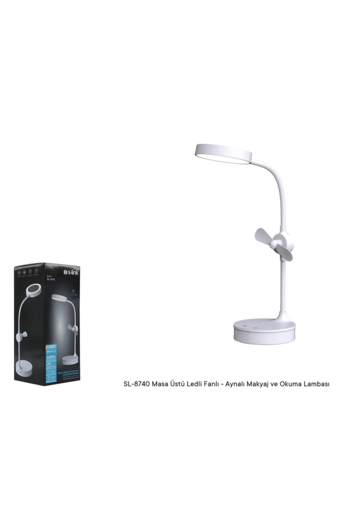 Sl-8740 Masa Üstü Ledli Fanlı - Aynalı Makyaj Ve Okuma Lası