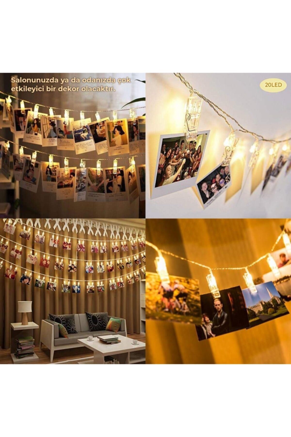 Sl1003 3m 20led+20 Şeffaf Mandallı Peri Led Yılbaşı-parti Dekor Işığı