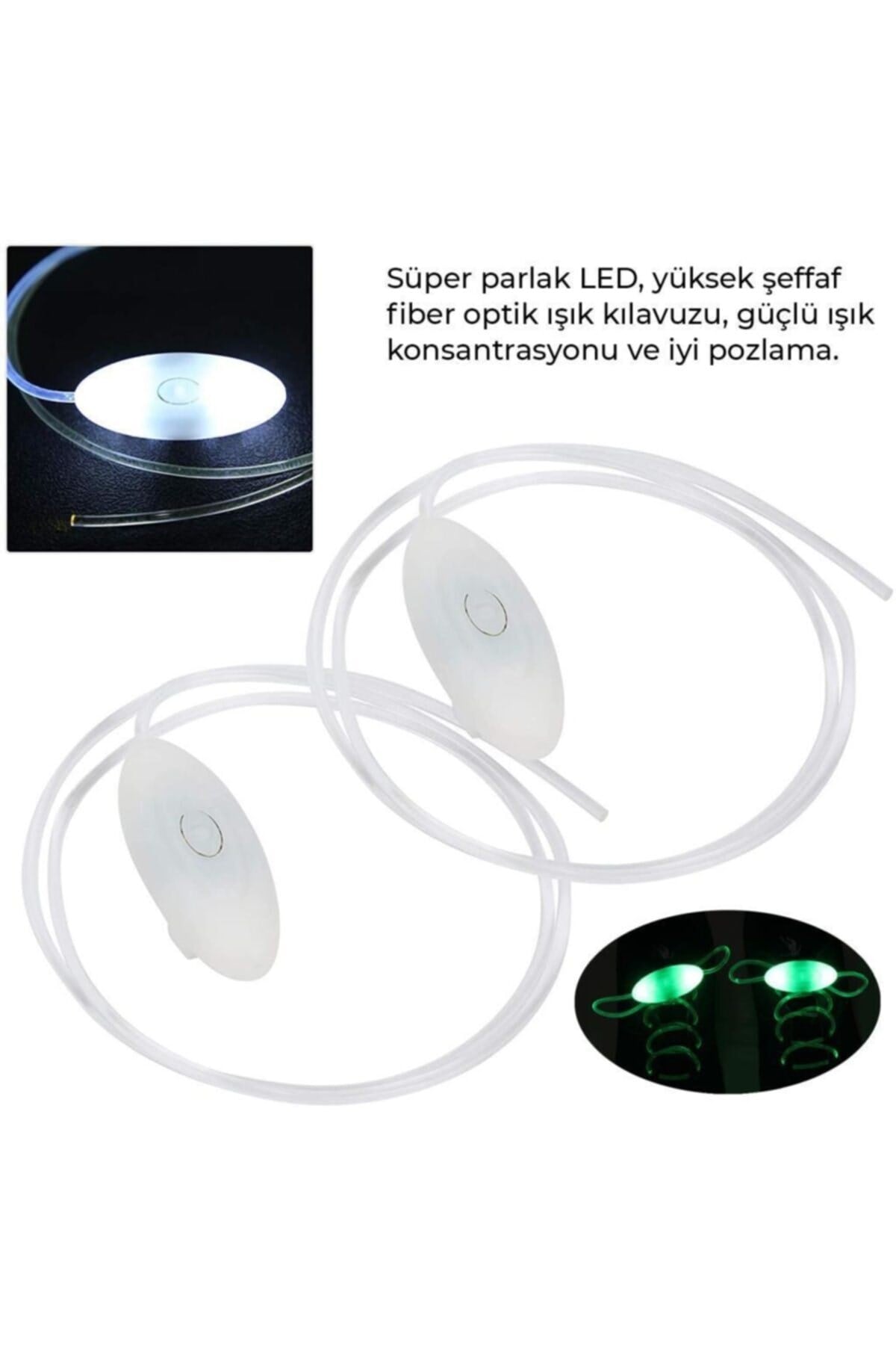 Slg Yeşil Led Işıklı Fiber Optik Ayakkabı Bağcığı