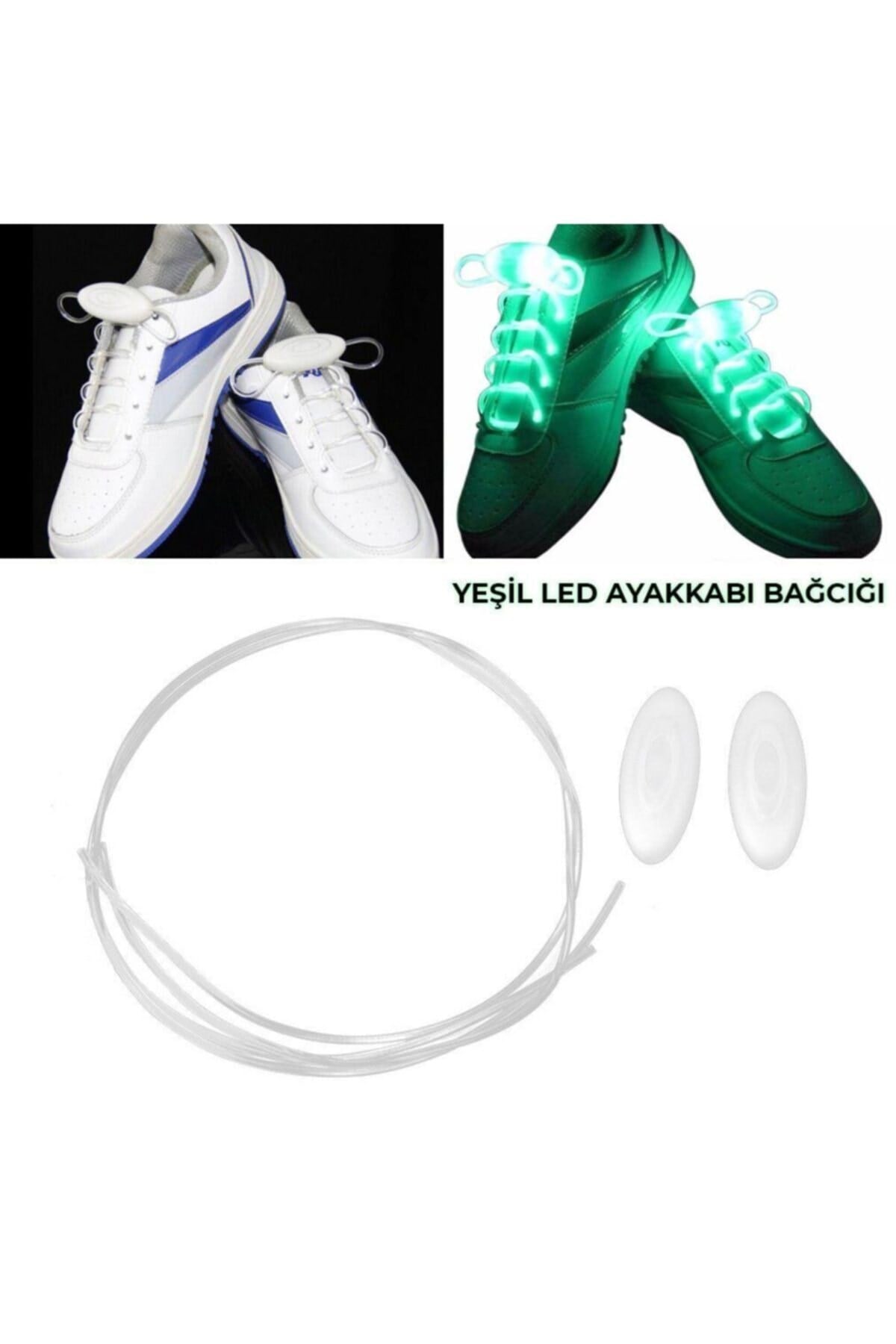Slg Yeşil Led Işıklı Fiber Optik Ayakkabı Bağcığı