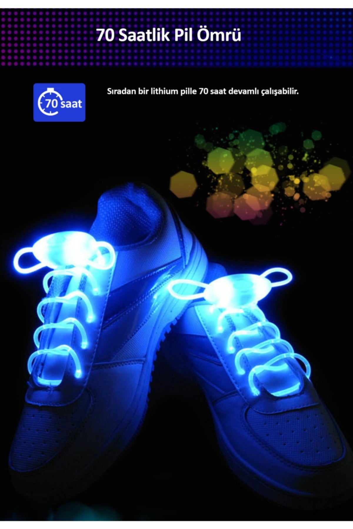 Slrgb Rgb Led Işıklı Fiber Optik Ayakkabı Bağcığı