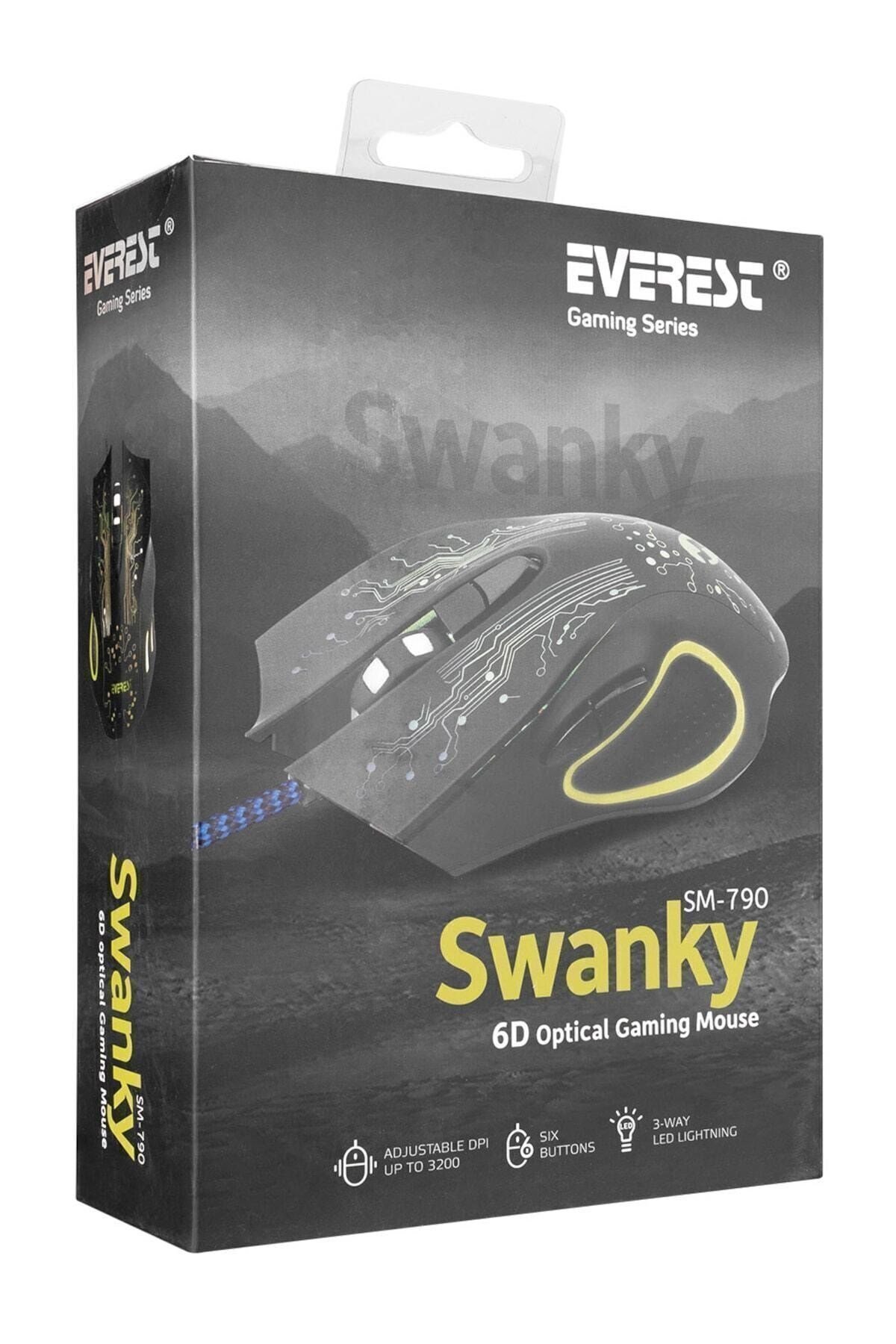Sm-790 Swanky Siyah 3200 Dpı Gaming Oyuncu Mouse