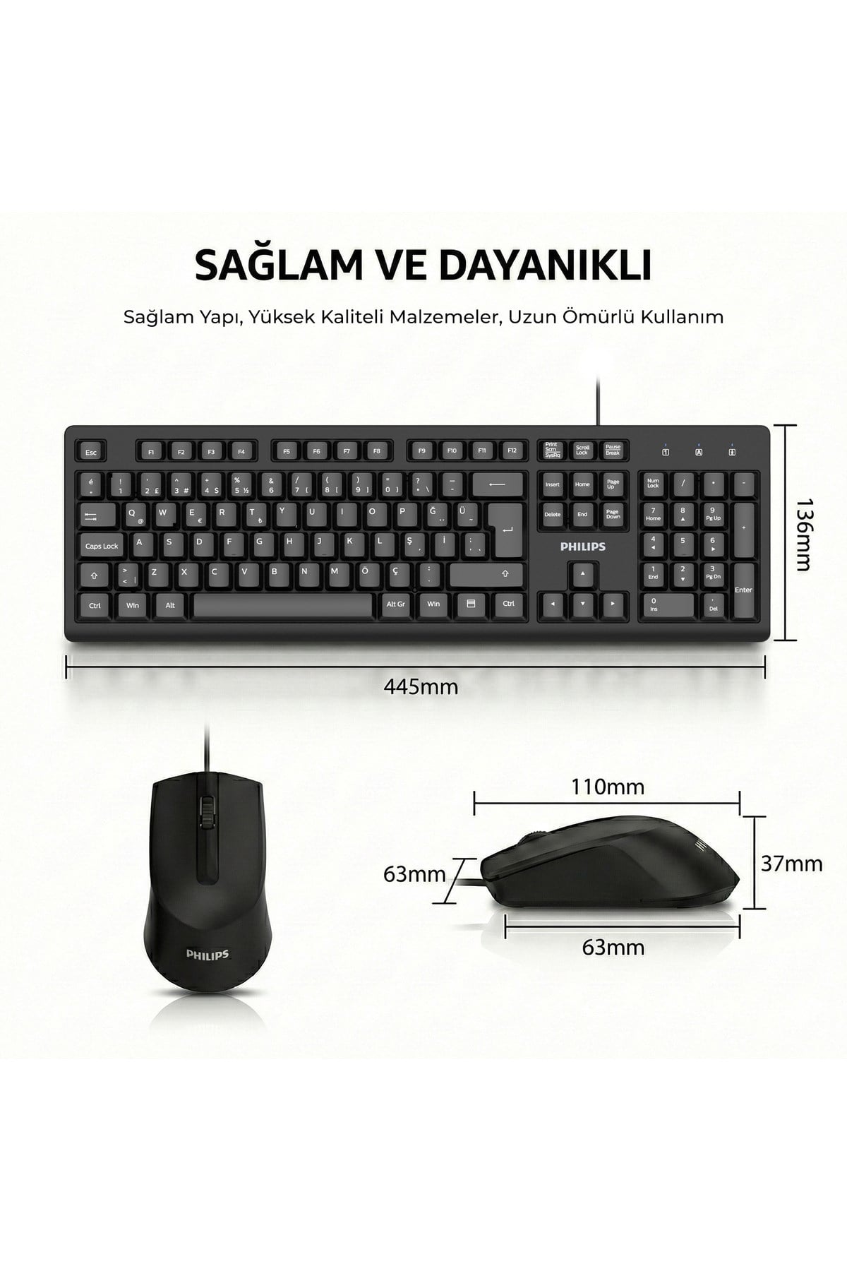 SPT6234 Kablolu Türkçe Q Klavye ve Mouse Seti Siyah