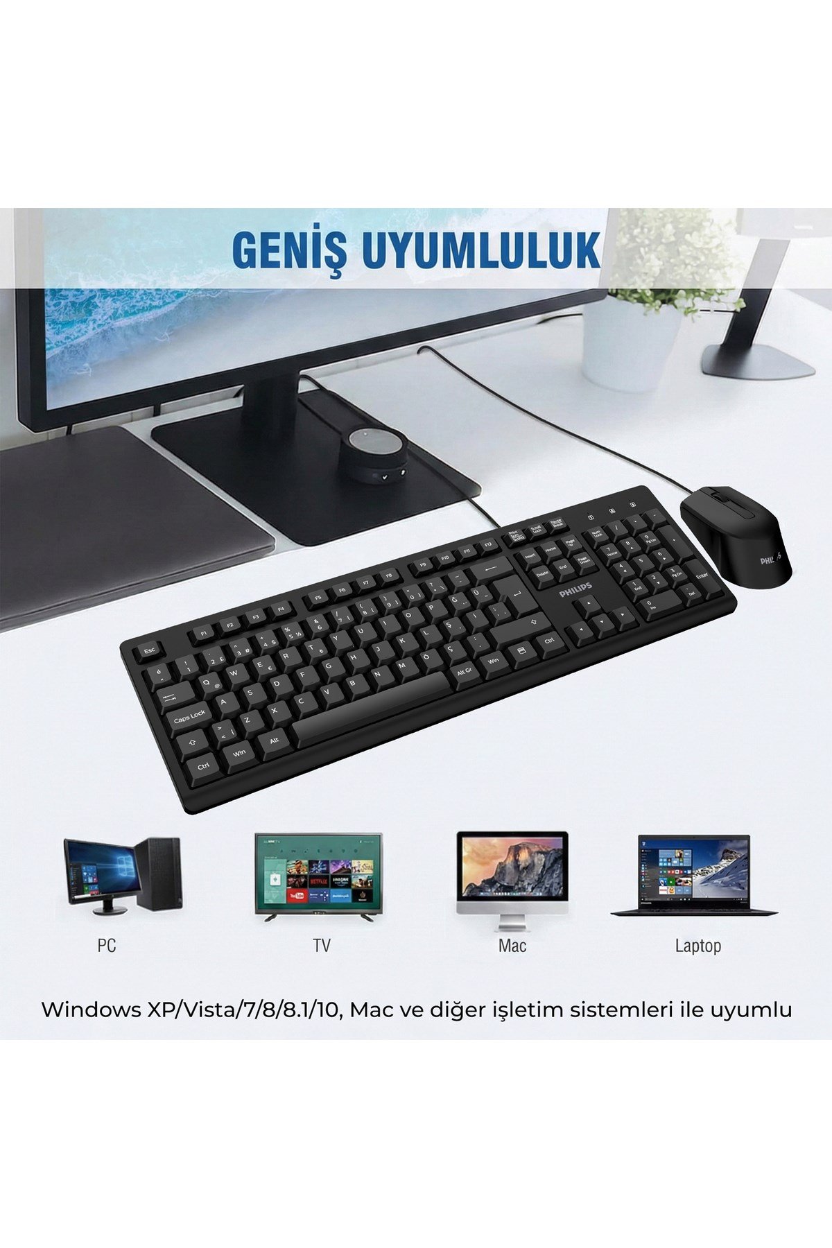 SPT6234 Kablolu Türkçe Q Klavye ve Mouse Seti Siyah