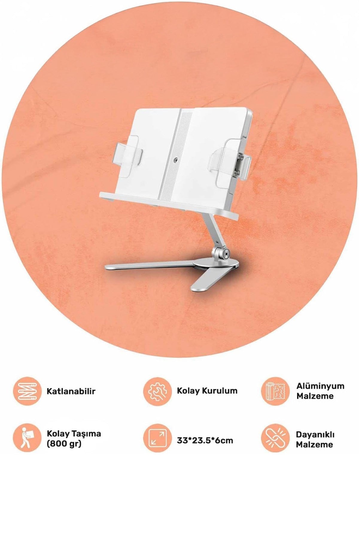 Std007 Okuma Açısı Ayarlı Koruma Kıskkaçlı Alüminyum&abs Kitap/tablet/dergi Standı Modern Rahle