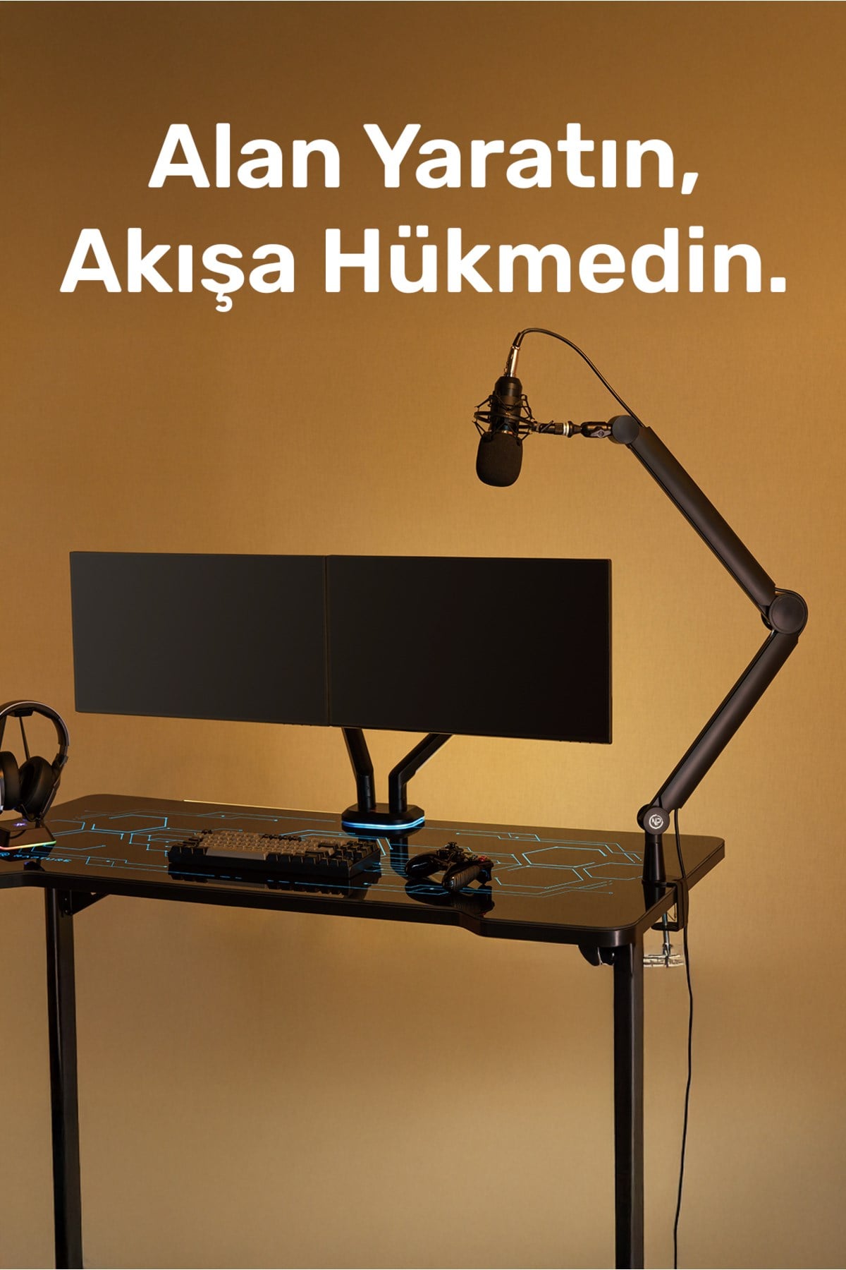 STD131B Stüdyo Tasarım Kablo Yönetimli Amortisörlü Profesyonel Yayıncı Mikrofon Kolu