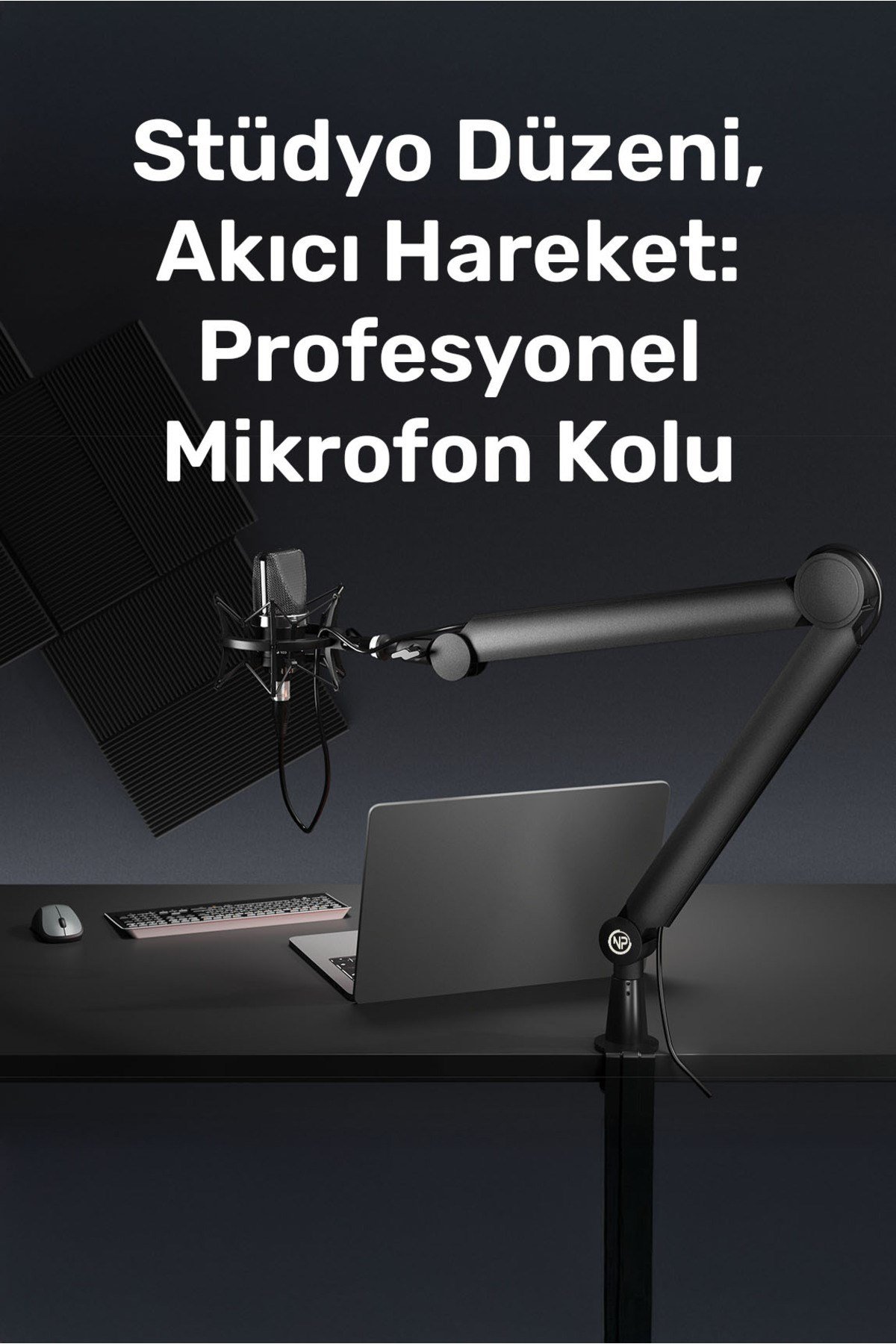 STD131B Stüdyo Tasarım Kablo Yönetimli Amortisörlü Profesyonel Yayıncı Mikrofon Kolu