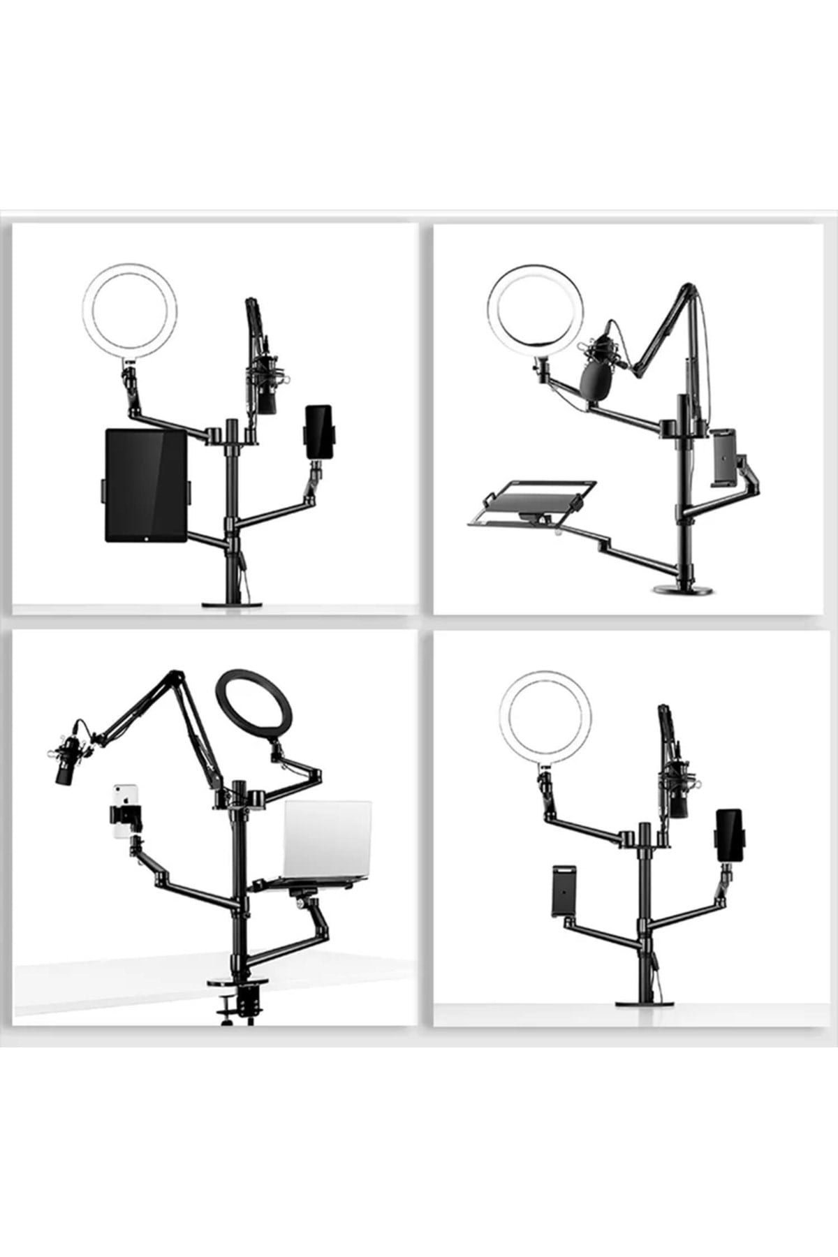 Sttf7095b Notebook Stand,ring Işık,mikrofon,tablet/telefon Tutucu 6 In 1 Canlı Yayın Twitch Seti