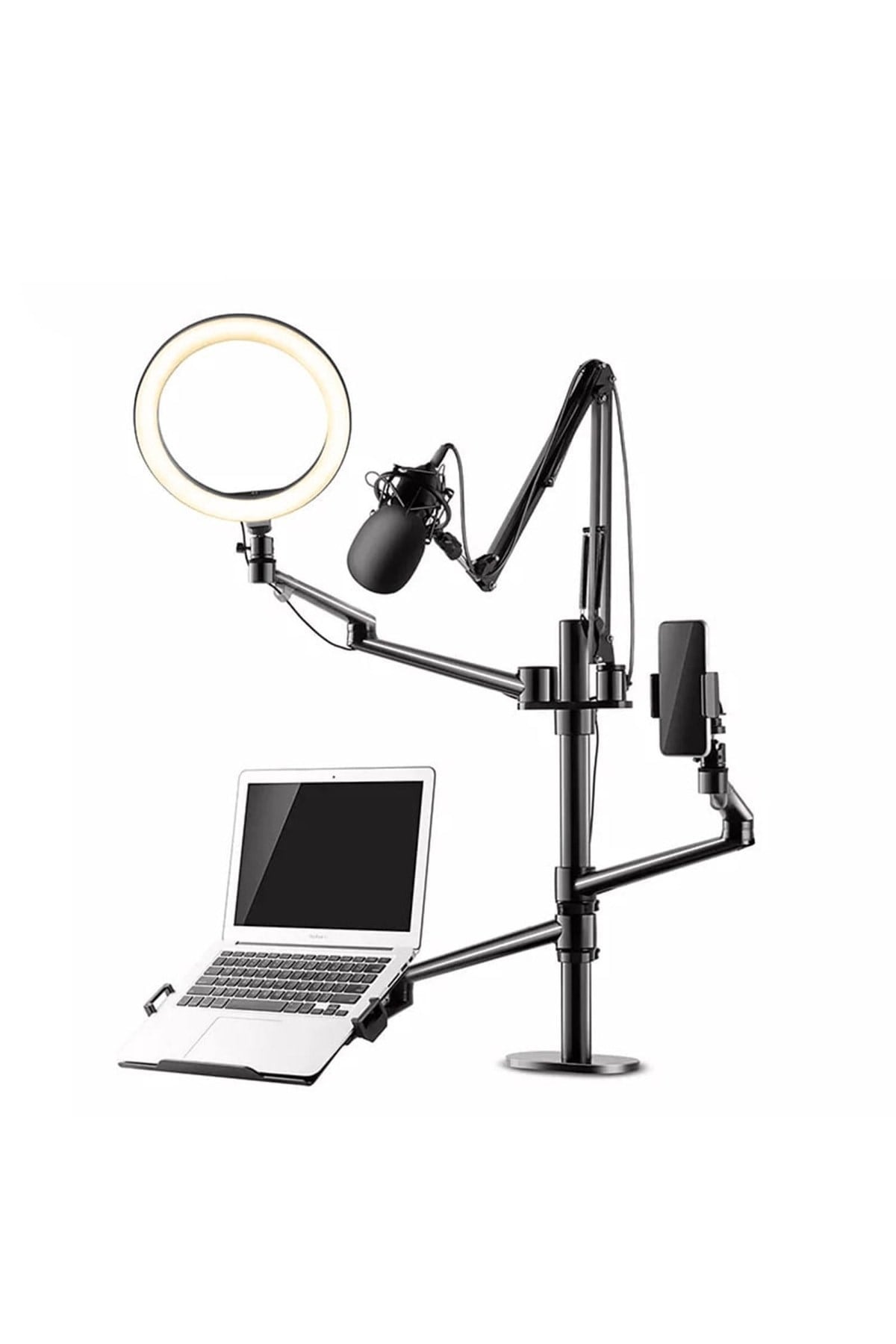 Sttf7095b Notebook Stand,ring Işık,mikrofon,tablet/telefon Tutucu 6 In 1 Canlı Yayın Twitch Seti