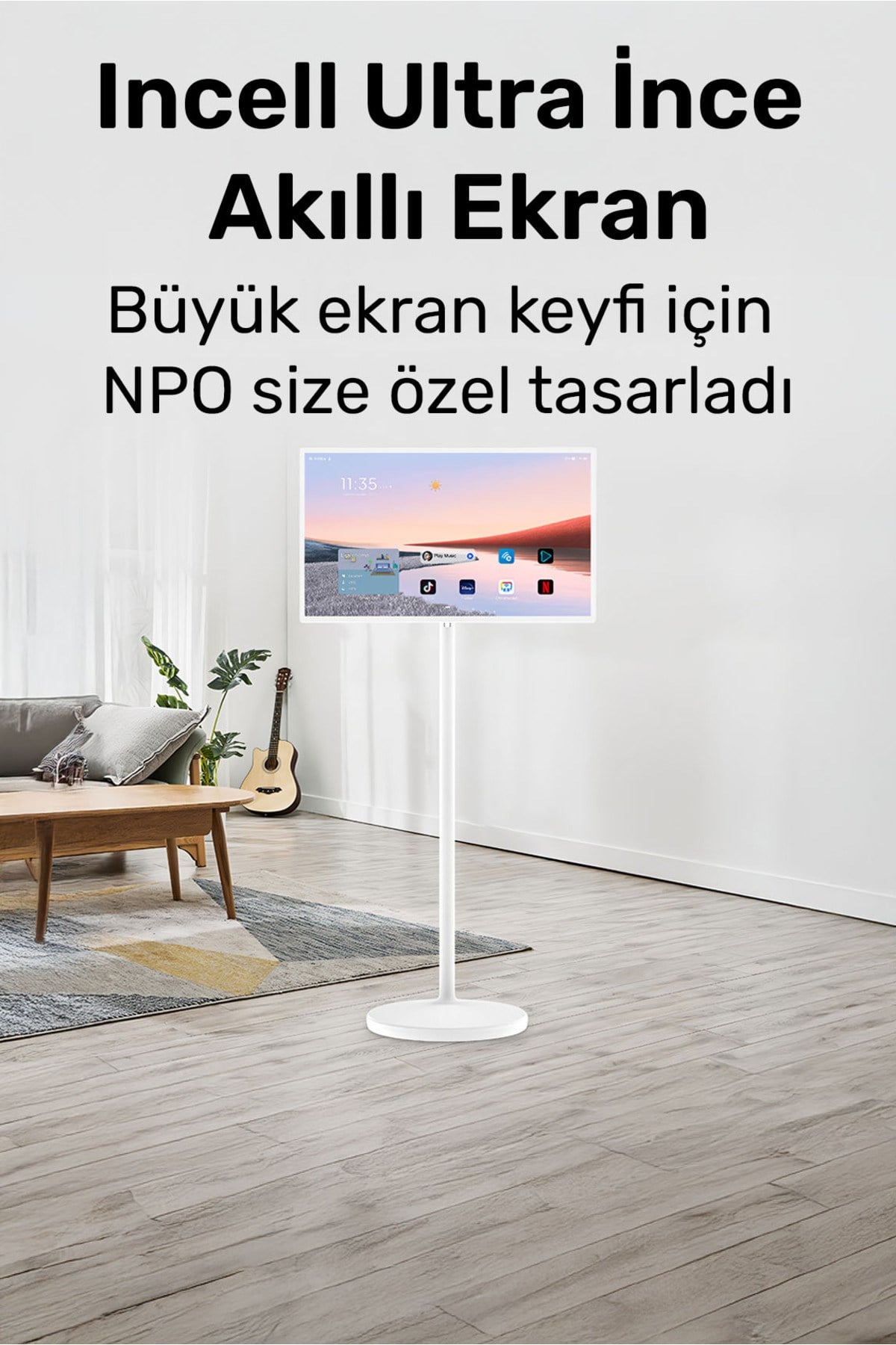 SW2493T 24'' Full HD 4/128GB Android Dokunmatik Şarjlı Taşınabilir Smart Led Ekran