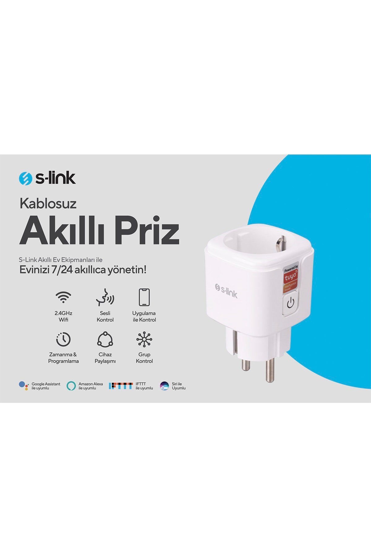 Swapp SL-01 16 Amper Akıllı Wifi TUYA Google Assistant Alexa Siri Destekli Priz Wifi TUYA