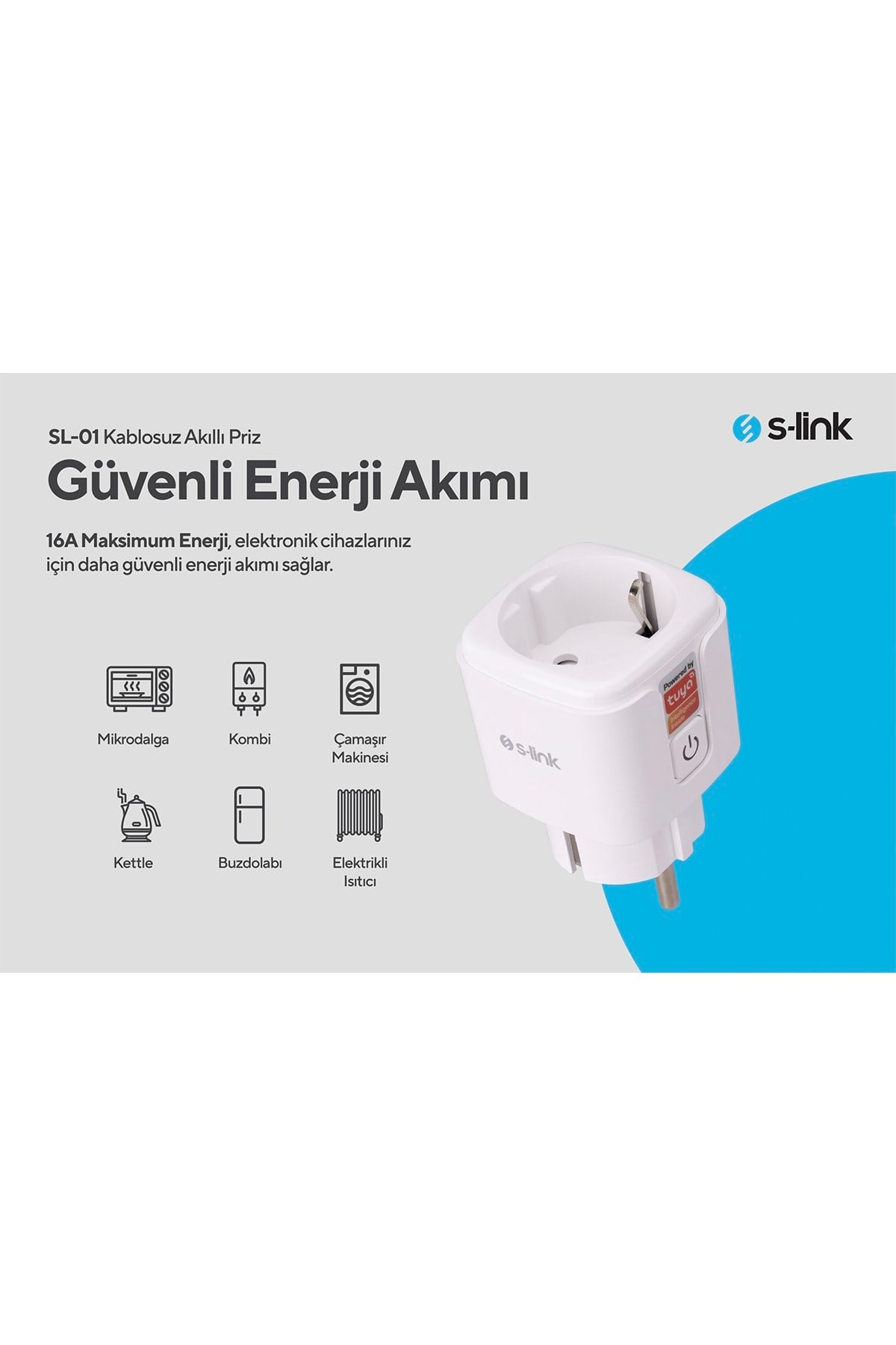 Swapp SL-01 16 Amper Akıllı Wifi TUYA Google Assistant Alexa Siri Destekli Priz Wifi TUYA