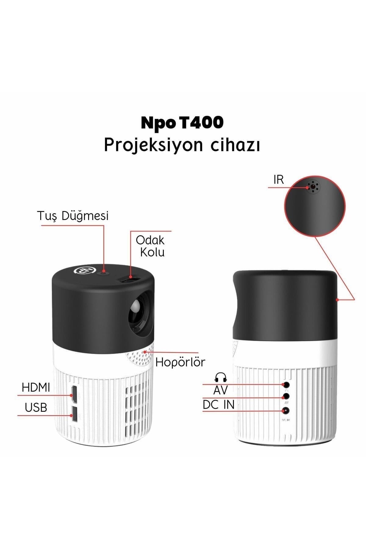 T400 3000l(40ANSI), Ios/android/windows/tvbox Uyumlu 360p Çözünürlük Mini Led Projeksiyon