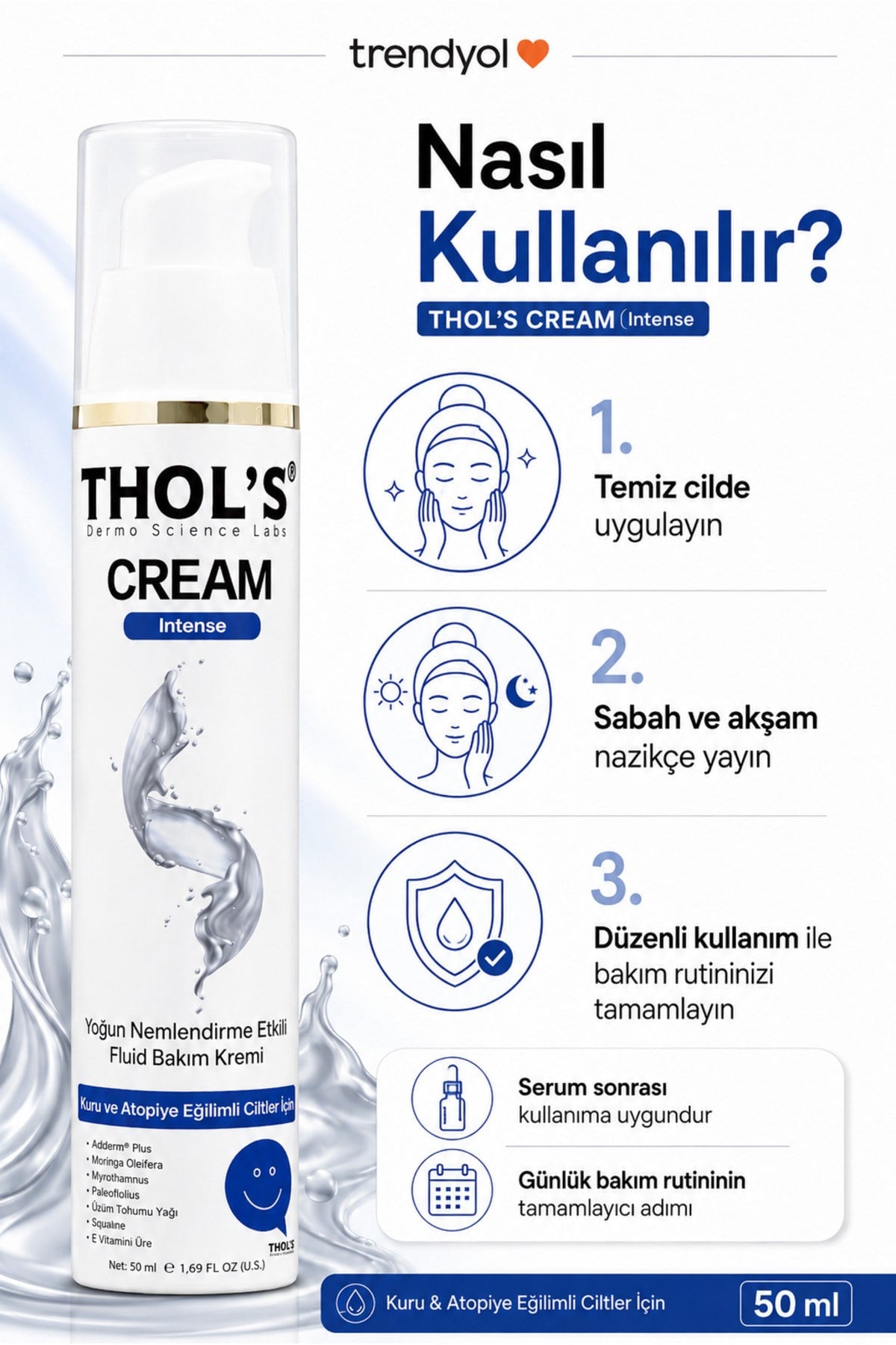 TB21 CREAM INTENSE Kuru ve Atopik Ciltler İçin Nemlendirici Fluid Bakım Kremi 50 ML